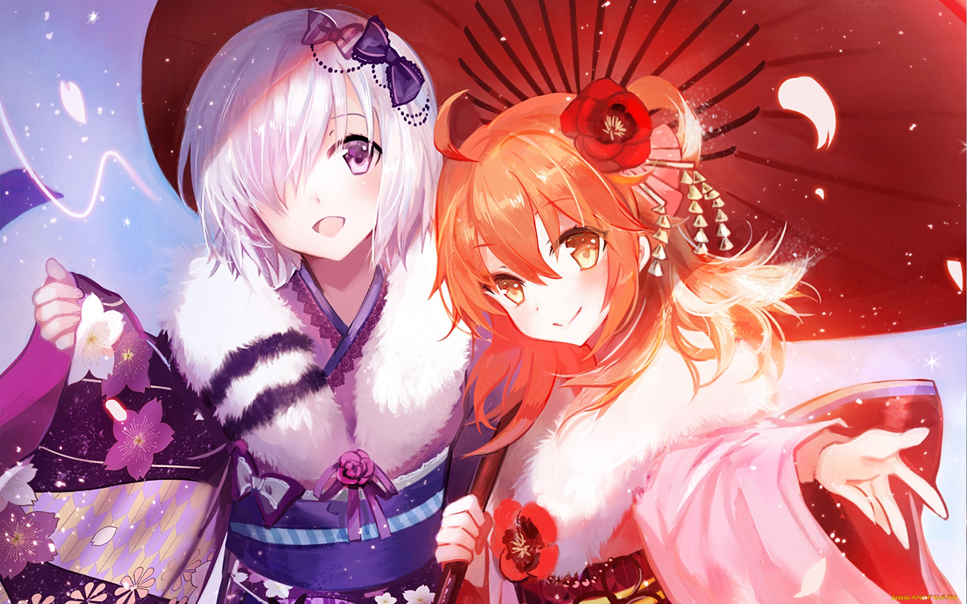 аниме, fate, stay, night, девушки, взгляд, фон