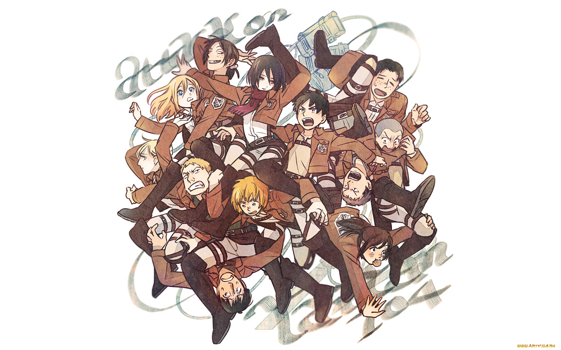 аниме, shingeki, no, kyojin, атака, титанов