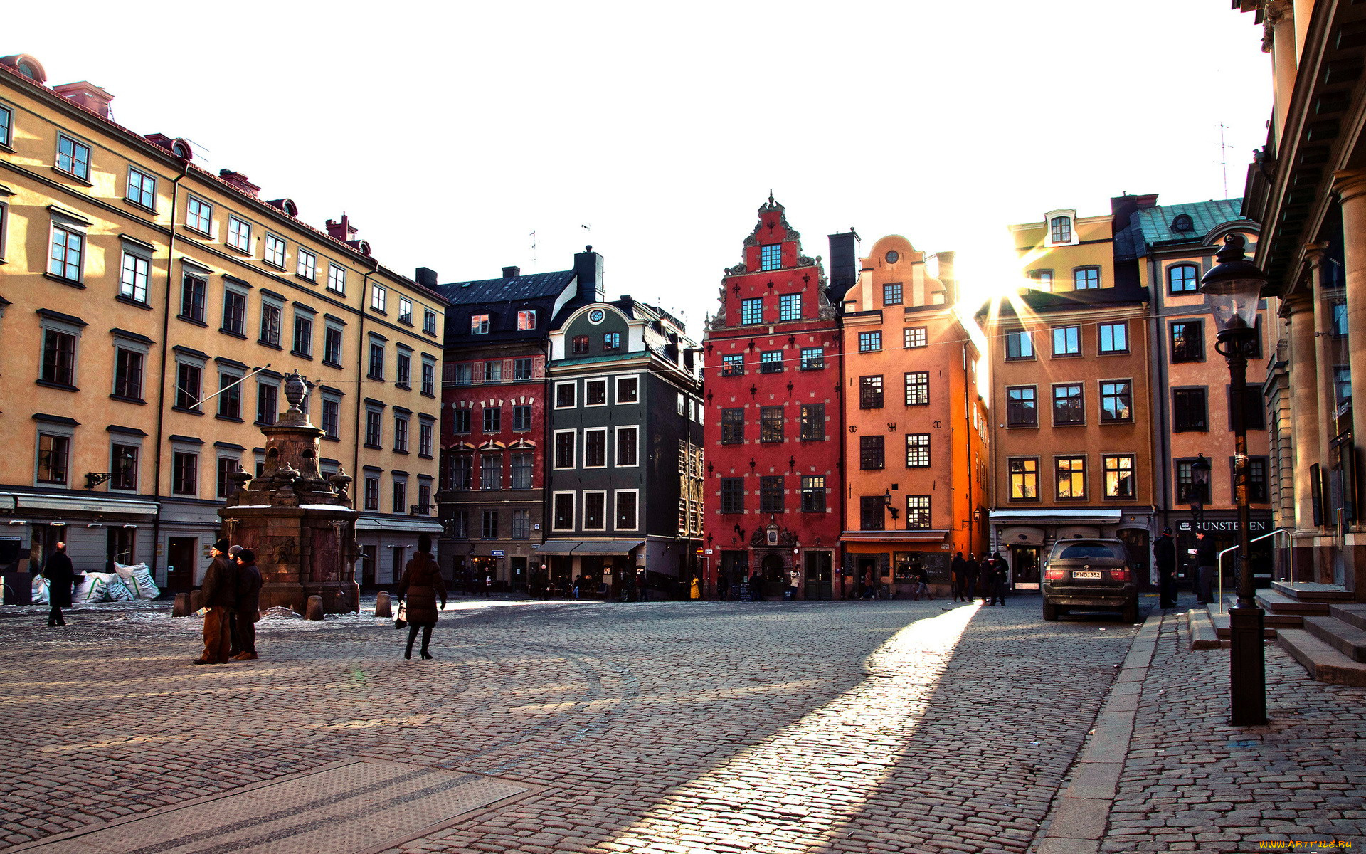 города, стокгольм, , швеция, памятник, площадь, здания