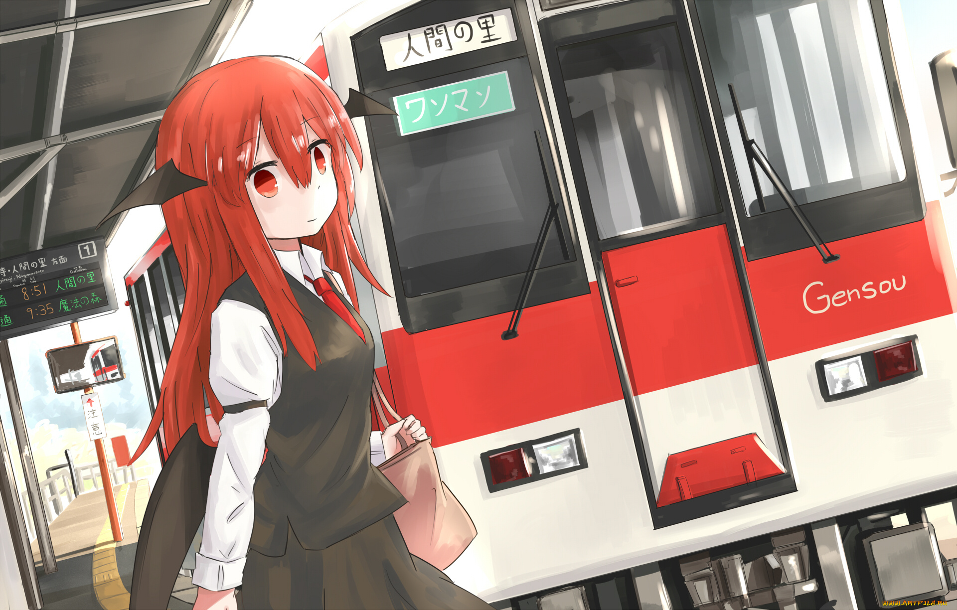 аниме, touhou, взгляд, девушка, фон