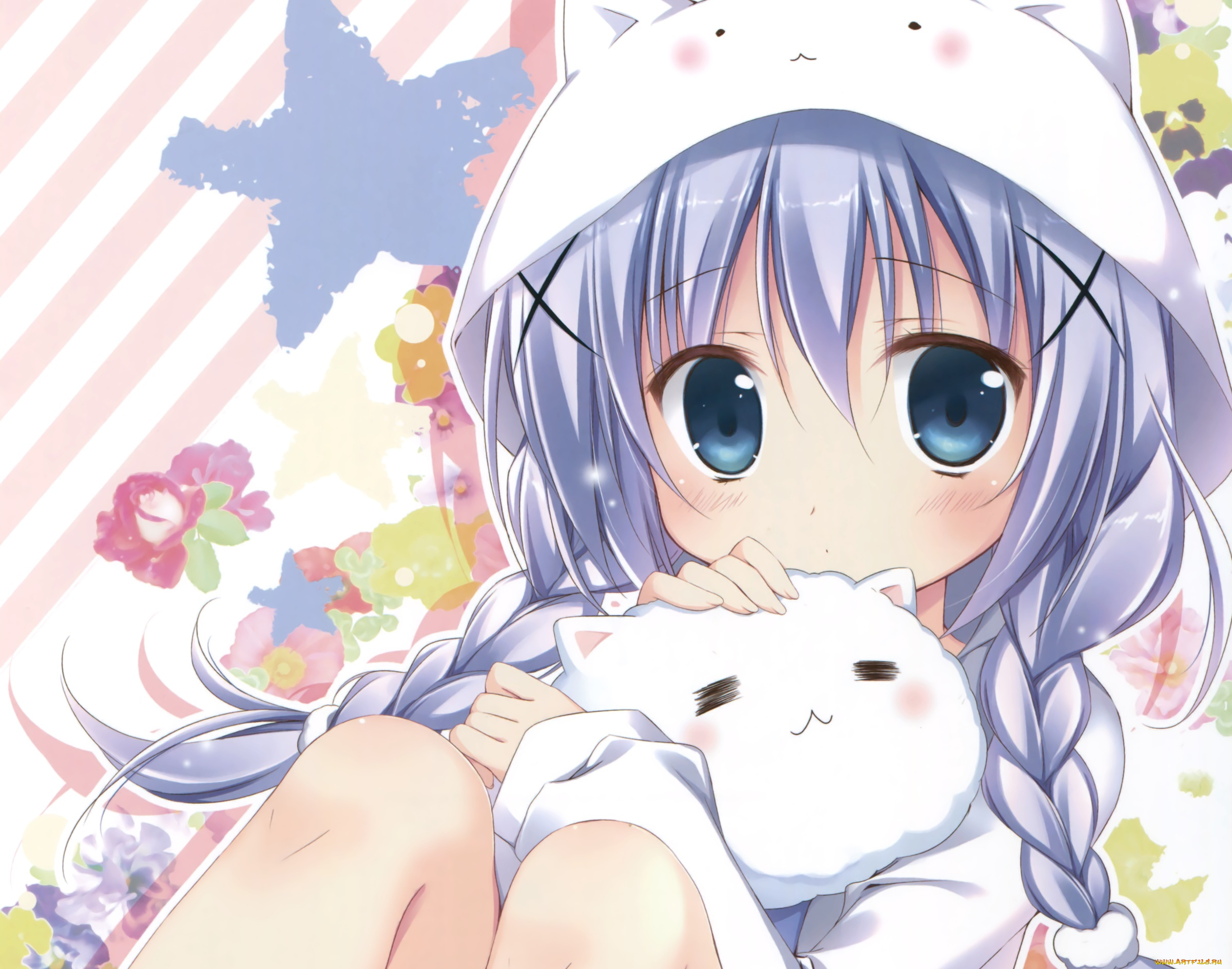 аниме, gochuumon, wa, usagi, desu, ka, фон, взгляд, девушка