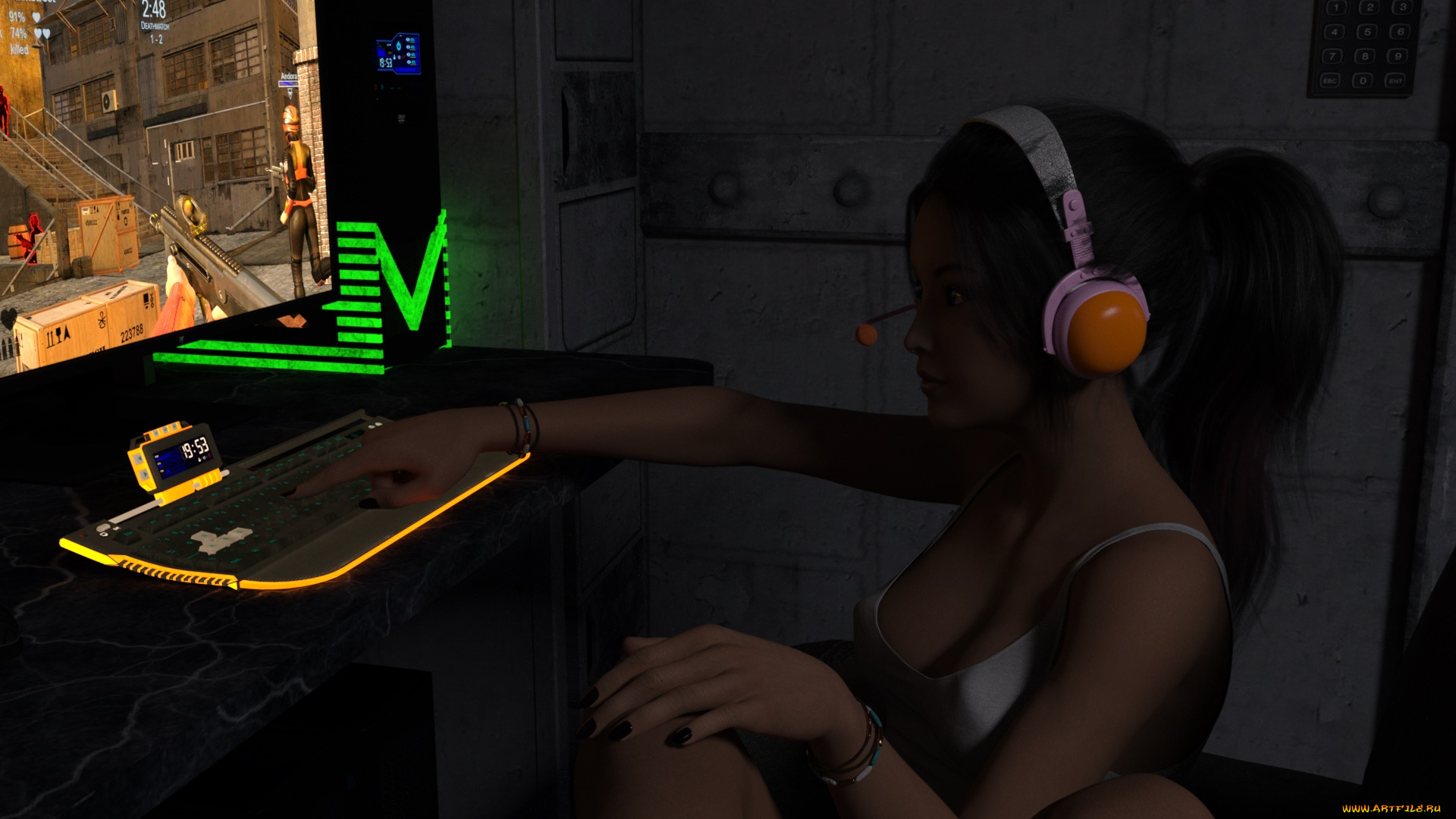 3д, графика, люди, , people, девушка, взгляд, фон