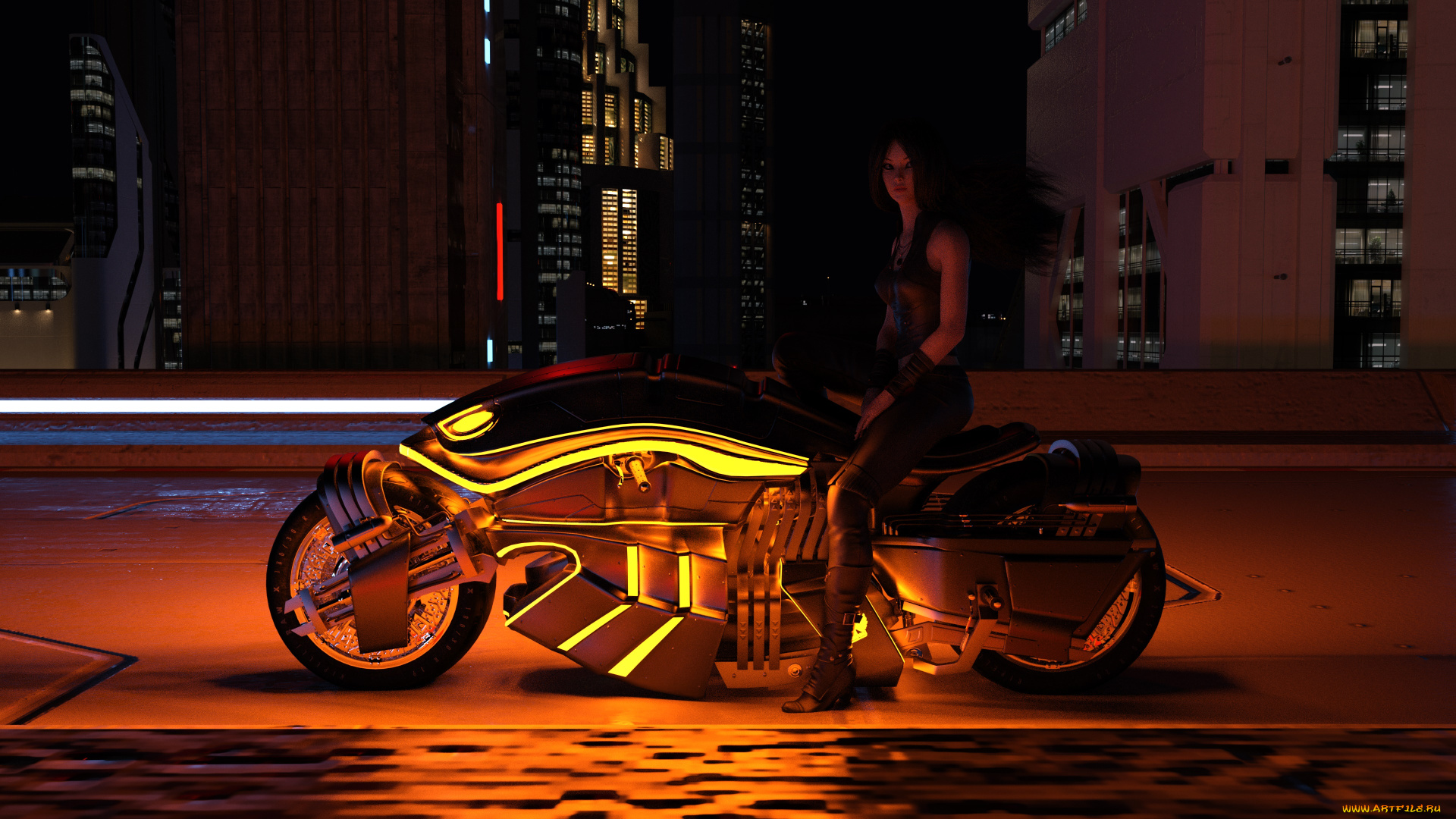 3д, графика, люди-авто, мото, , people-, car, , , moto, фон, взгляд, девушка