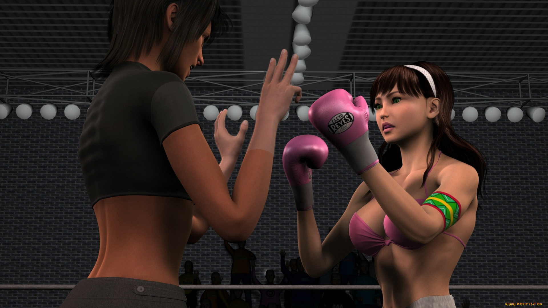 3д, графика, спорт, , sport, бокс, ринг, фон, взгляд, девушки