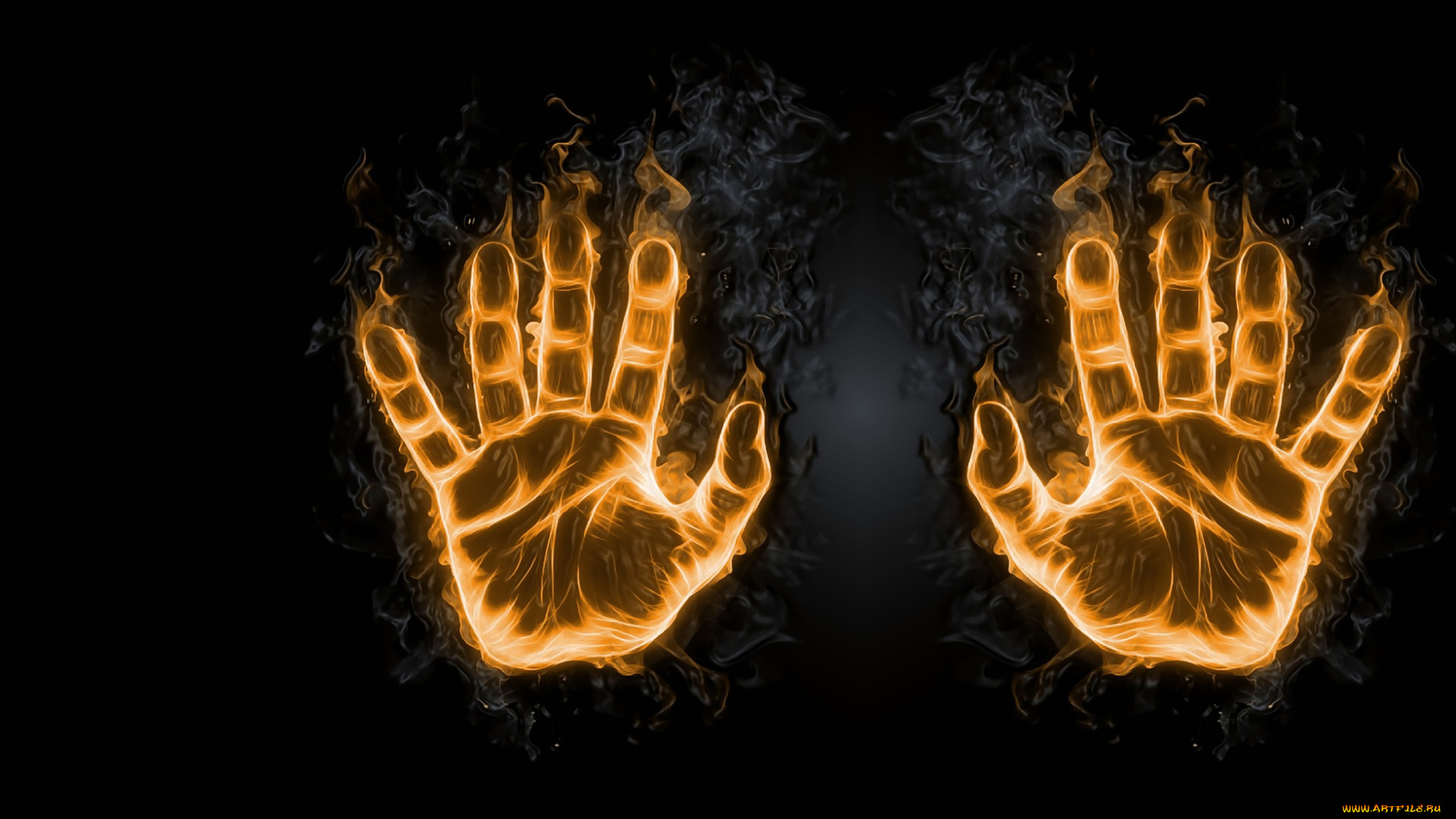 разное, компьютерный, дизайн, арт, ладонь, пальчики, отпечаток, огонь