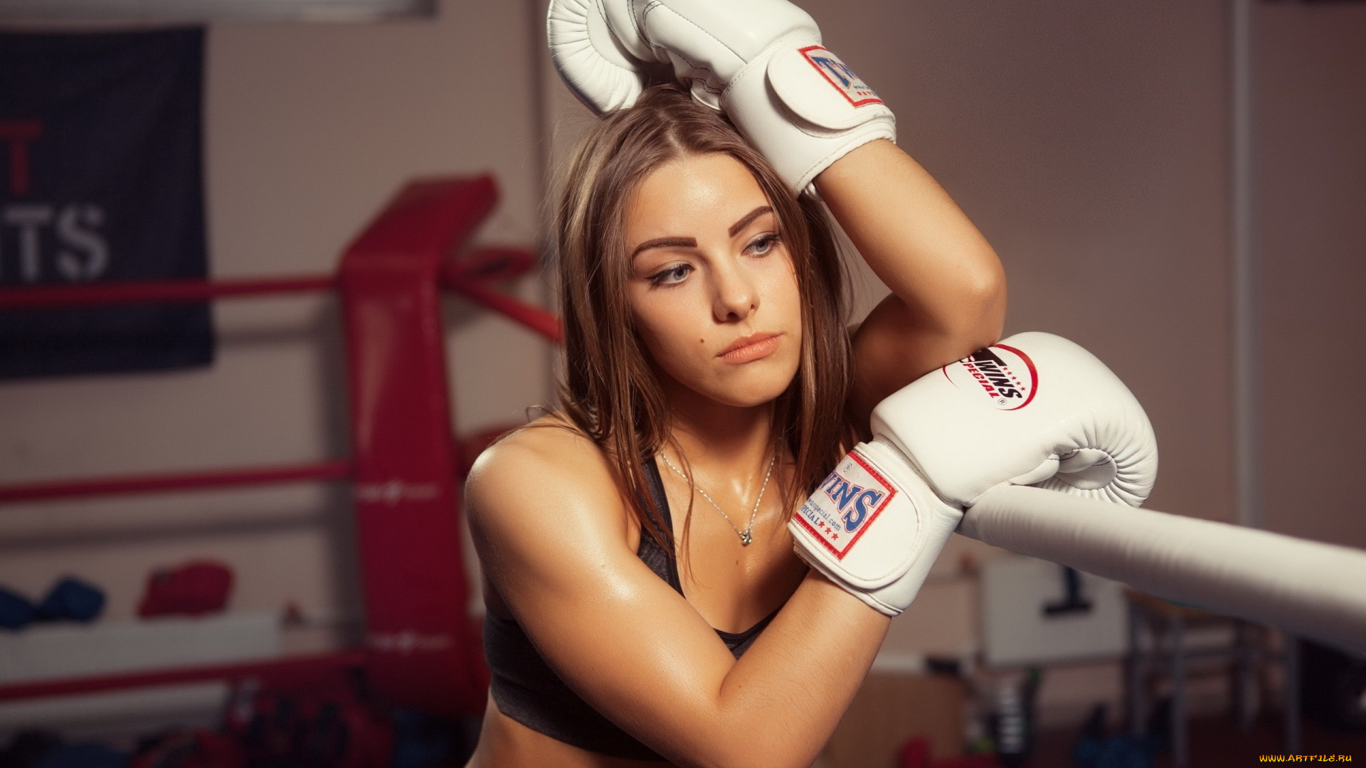 спорт, бокс, ринг, девушка