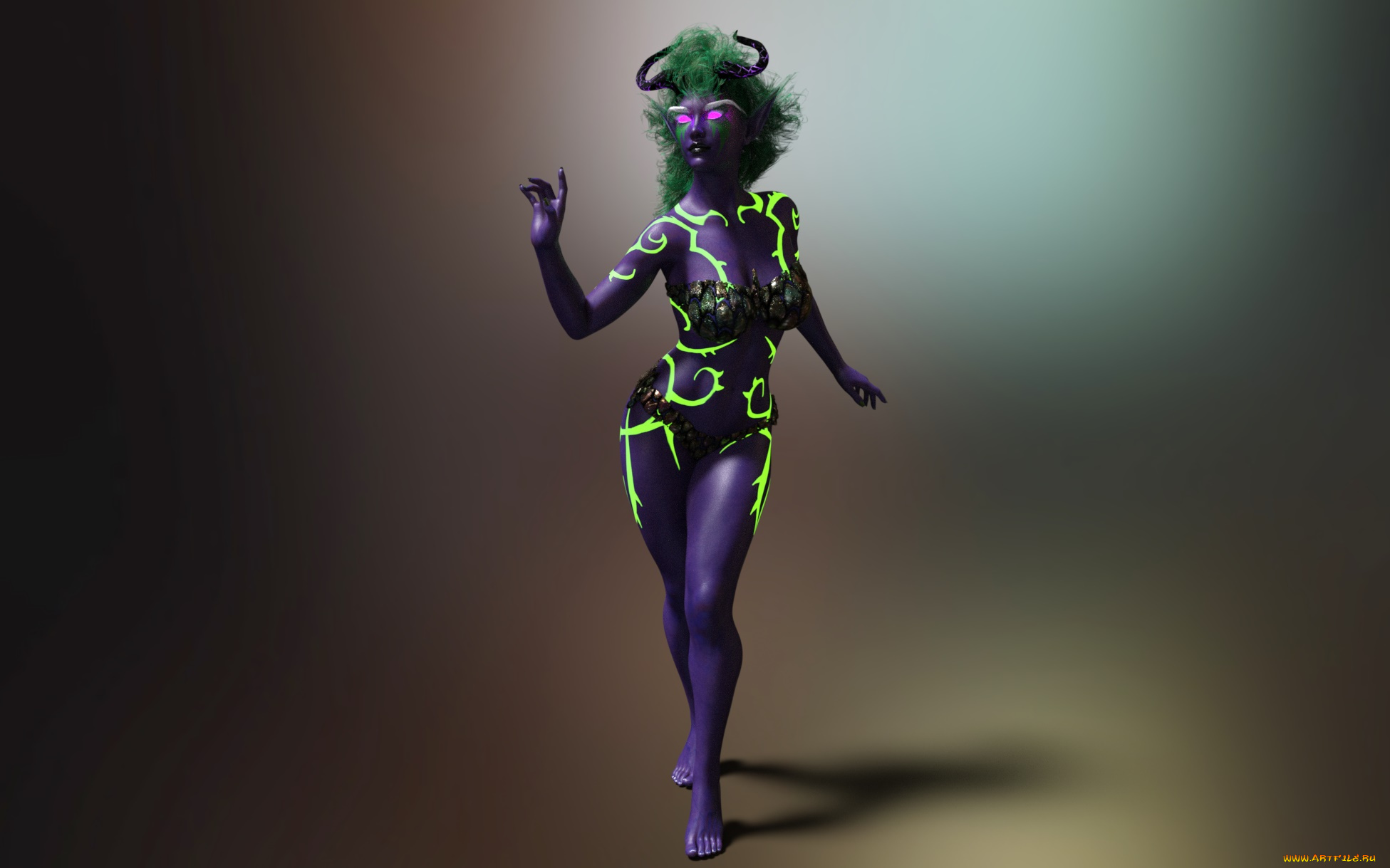 3д, графика, существа, , creatures, фон, взгляд, девушка