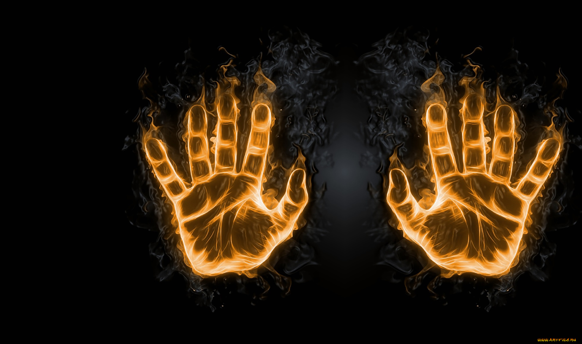 разное, компьютерный, дизайн, арт, ладонь, пальчики, отпечаток, огонь
