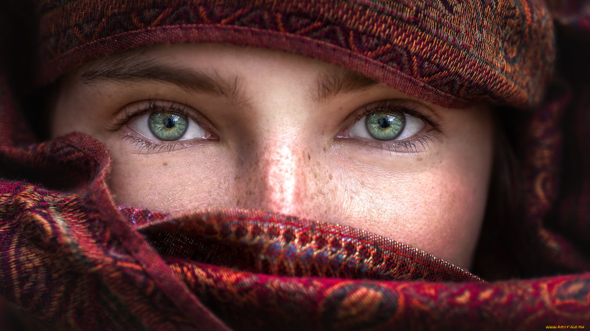 разное, глаза, девушка, веснушки