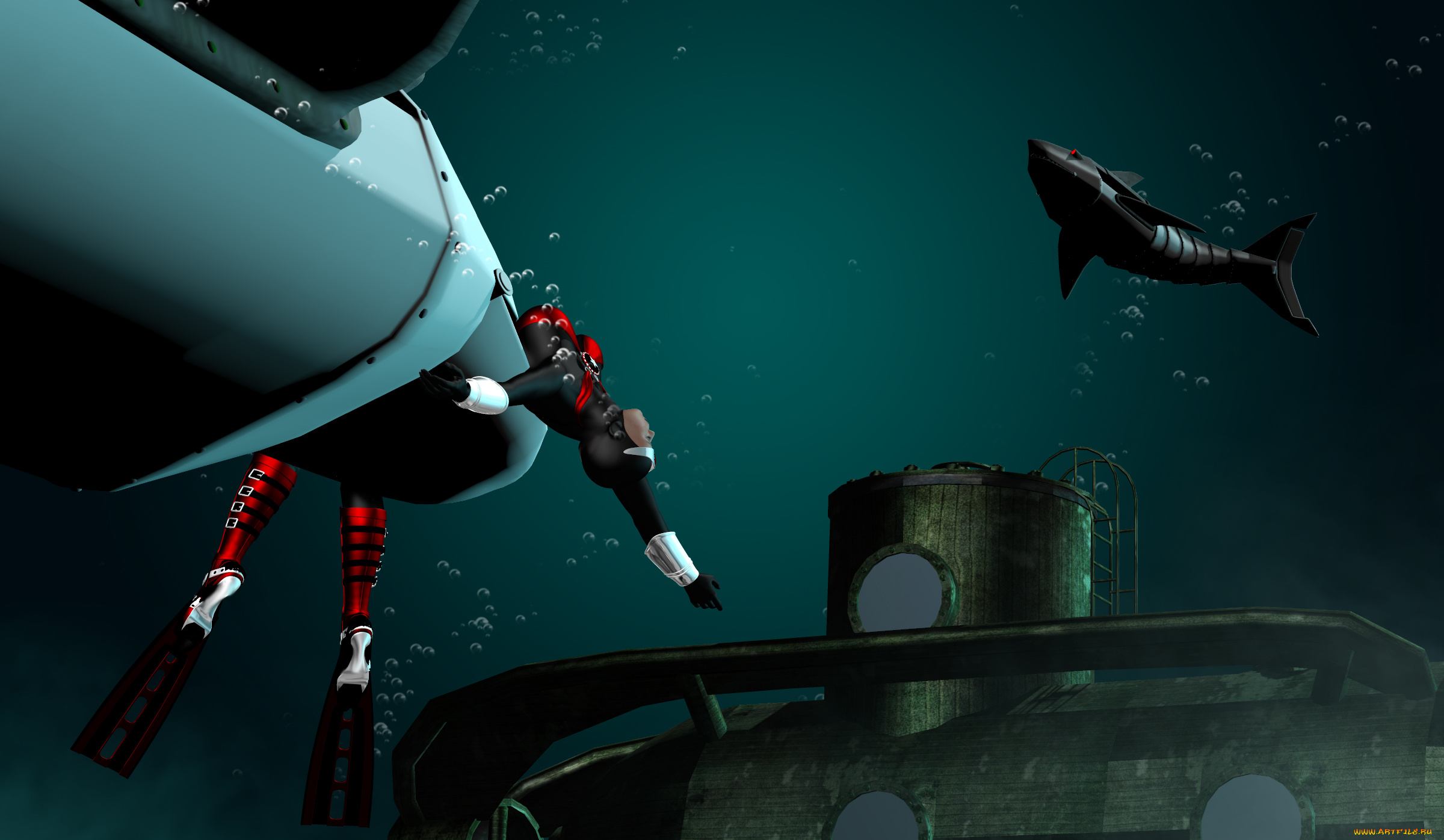 3д, графика, фантазия, , fantasy, фон, девушка, взгляд