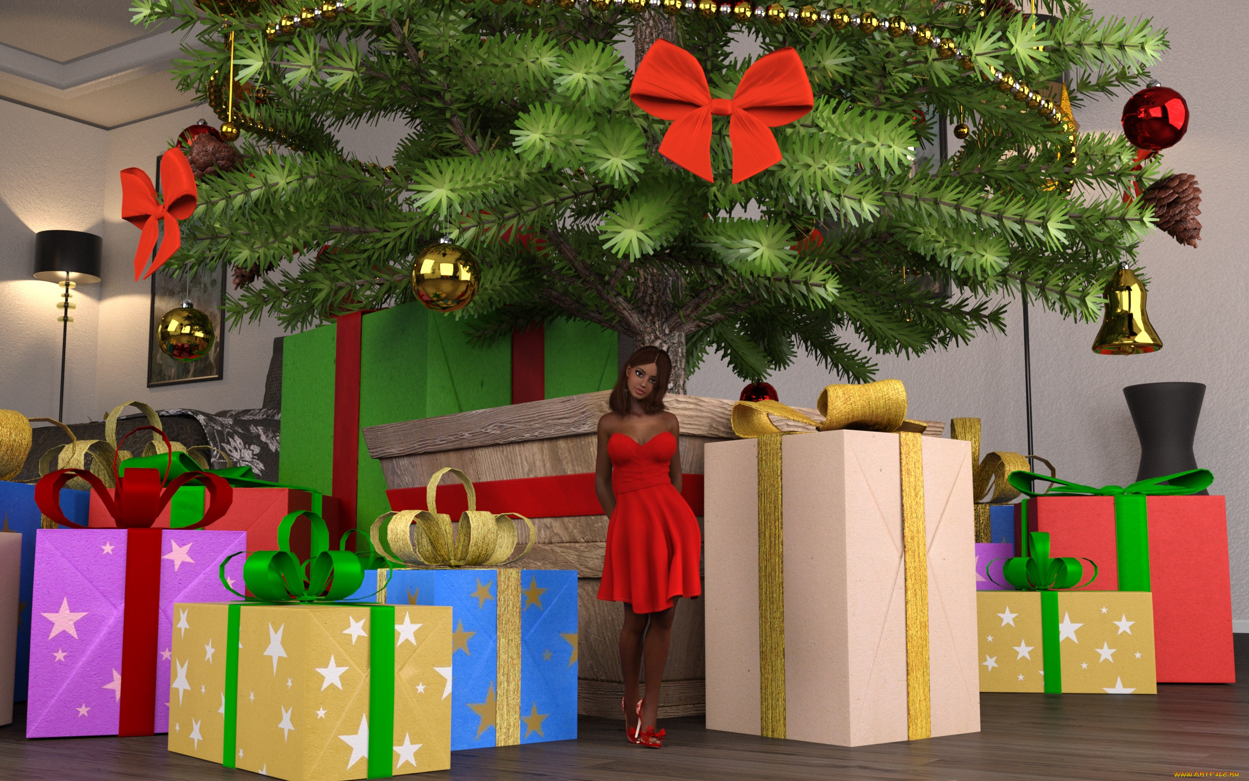 3д, графика, праздники, , holidays, девушка, фон, взгляд