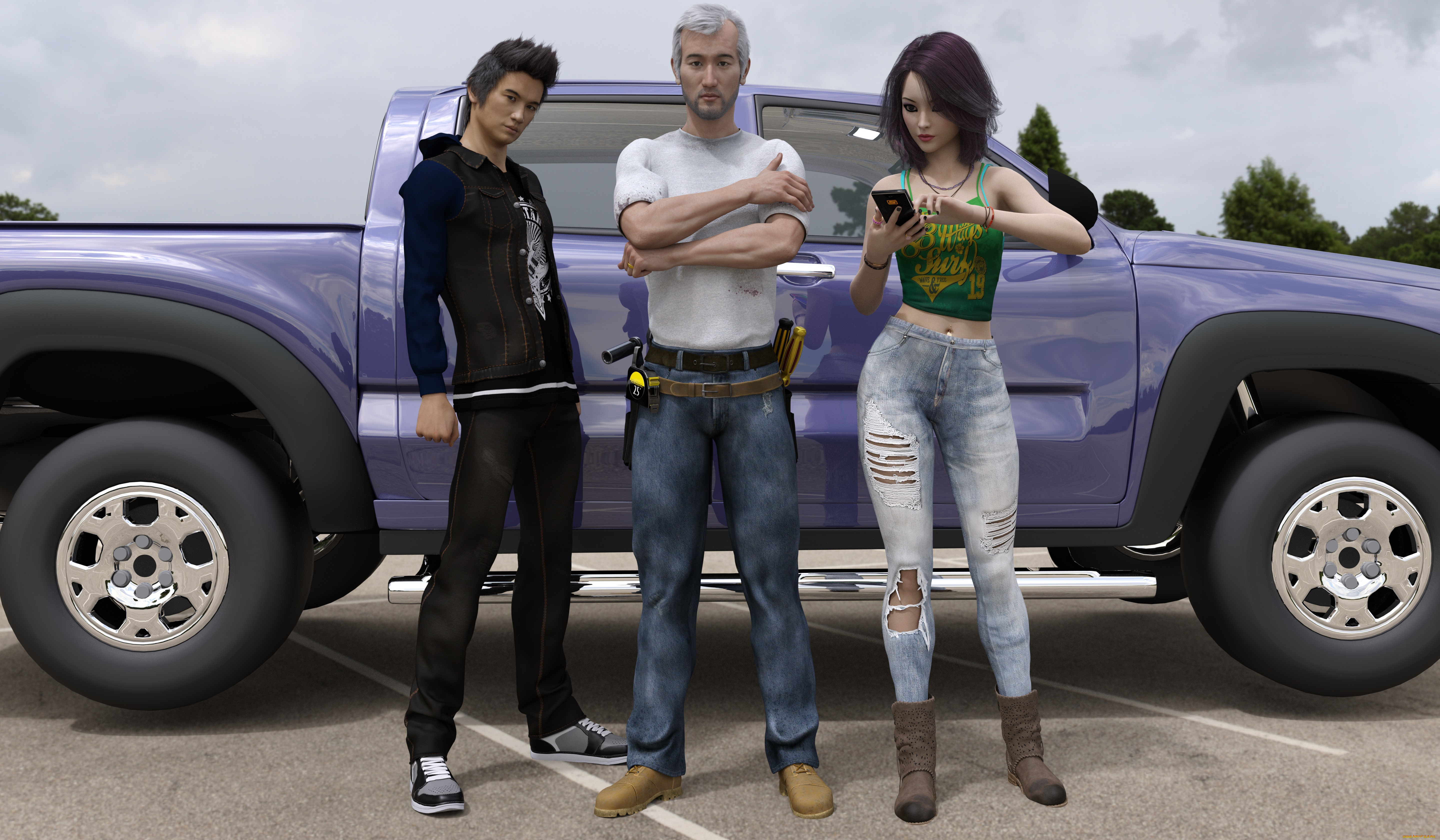 3д, графика, люди-авто, мото, , people-, car, , , moto, взгляд, девушка, фон