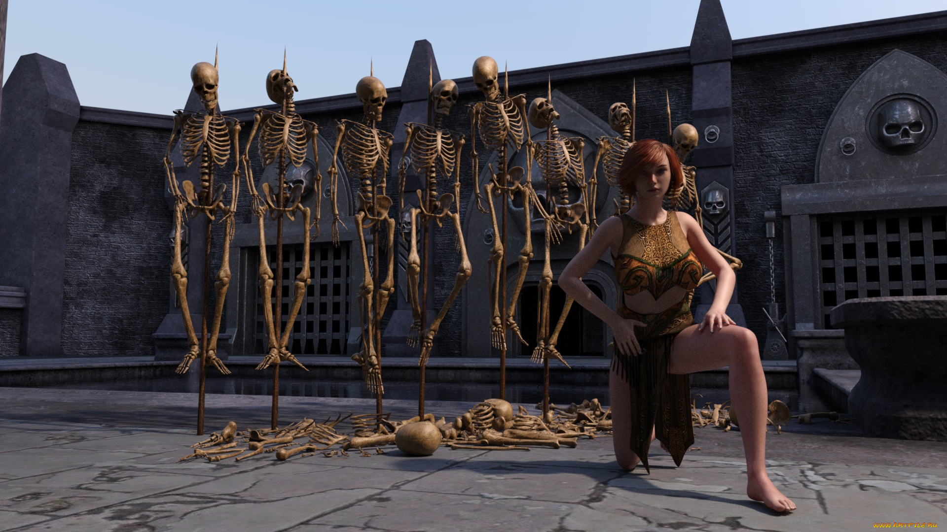 3д, графика, ужас, , horror, фон, взгляд, девушка