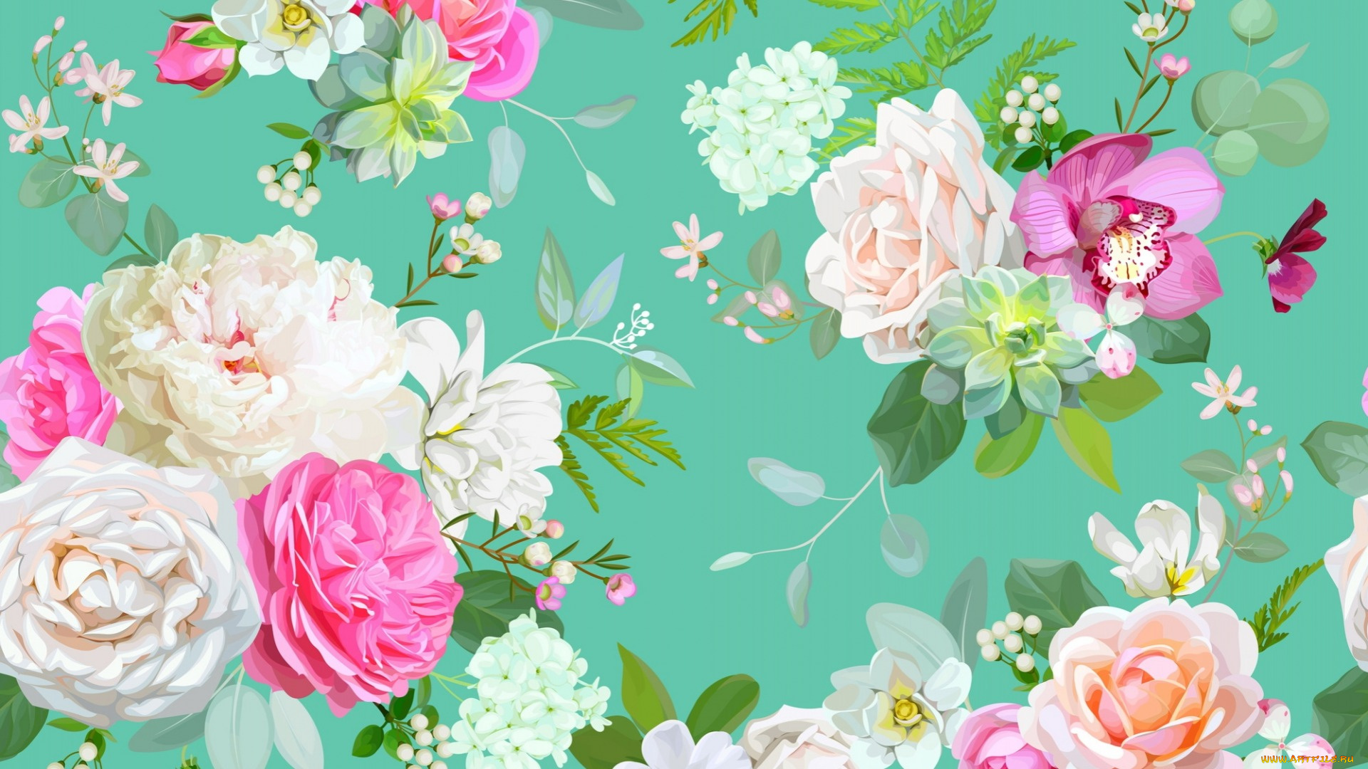 векторная, графика, цветы, , flowers, цветы, фон