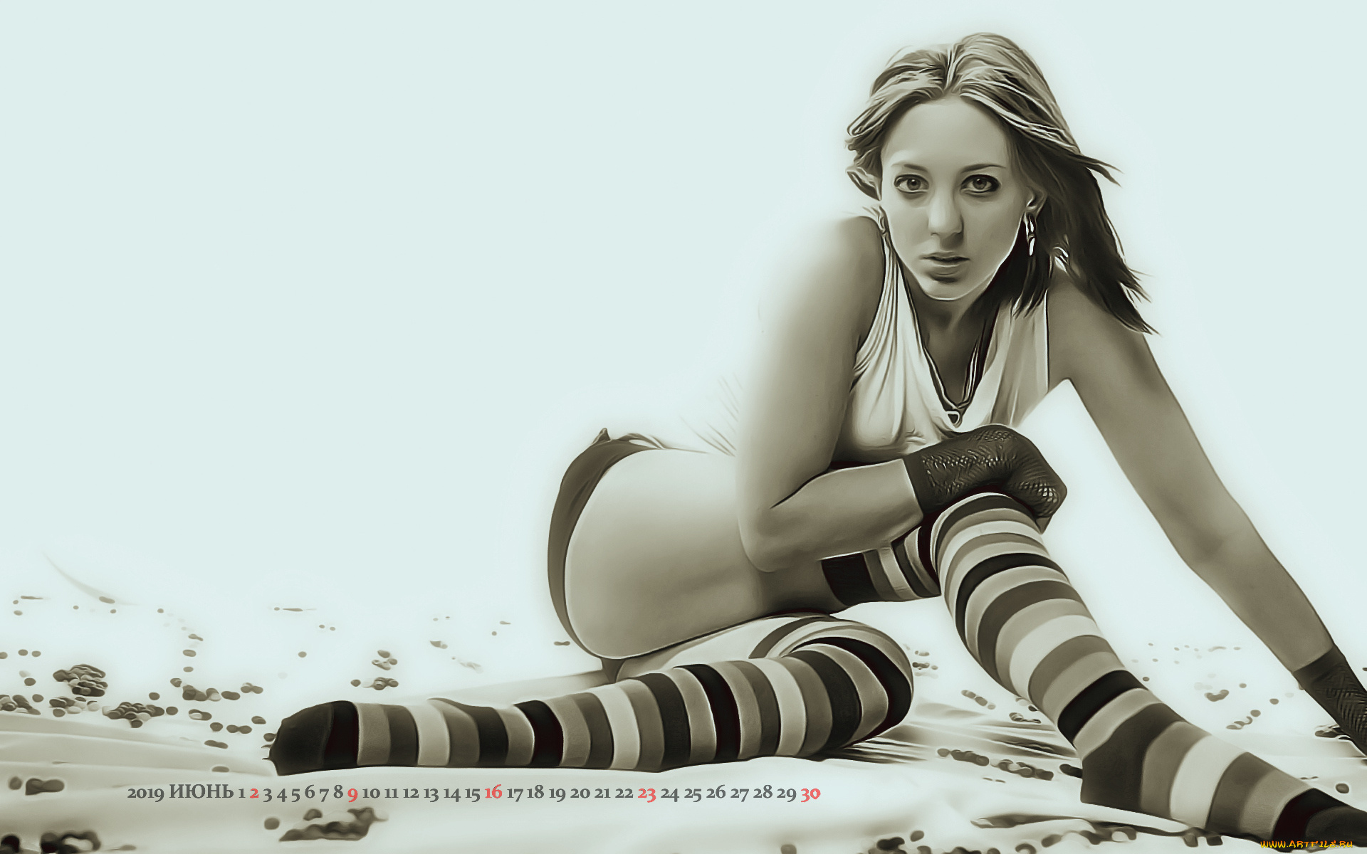 календари, компьютерный, дизайн, девушка, взгляд, поза