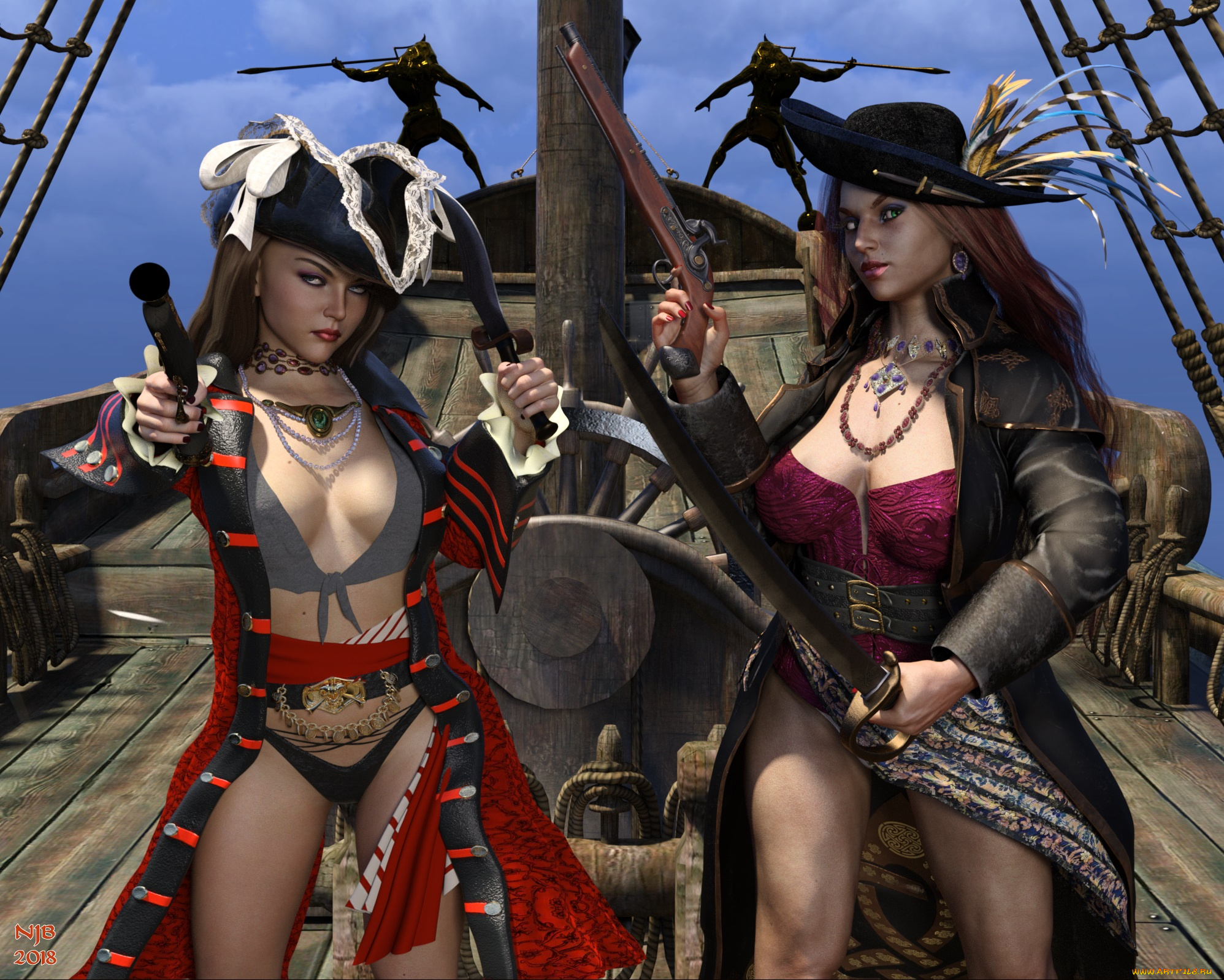 3д, графика, фантазия, , fantasy, взгляд, девушки, фон