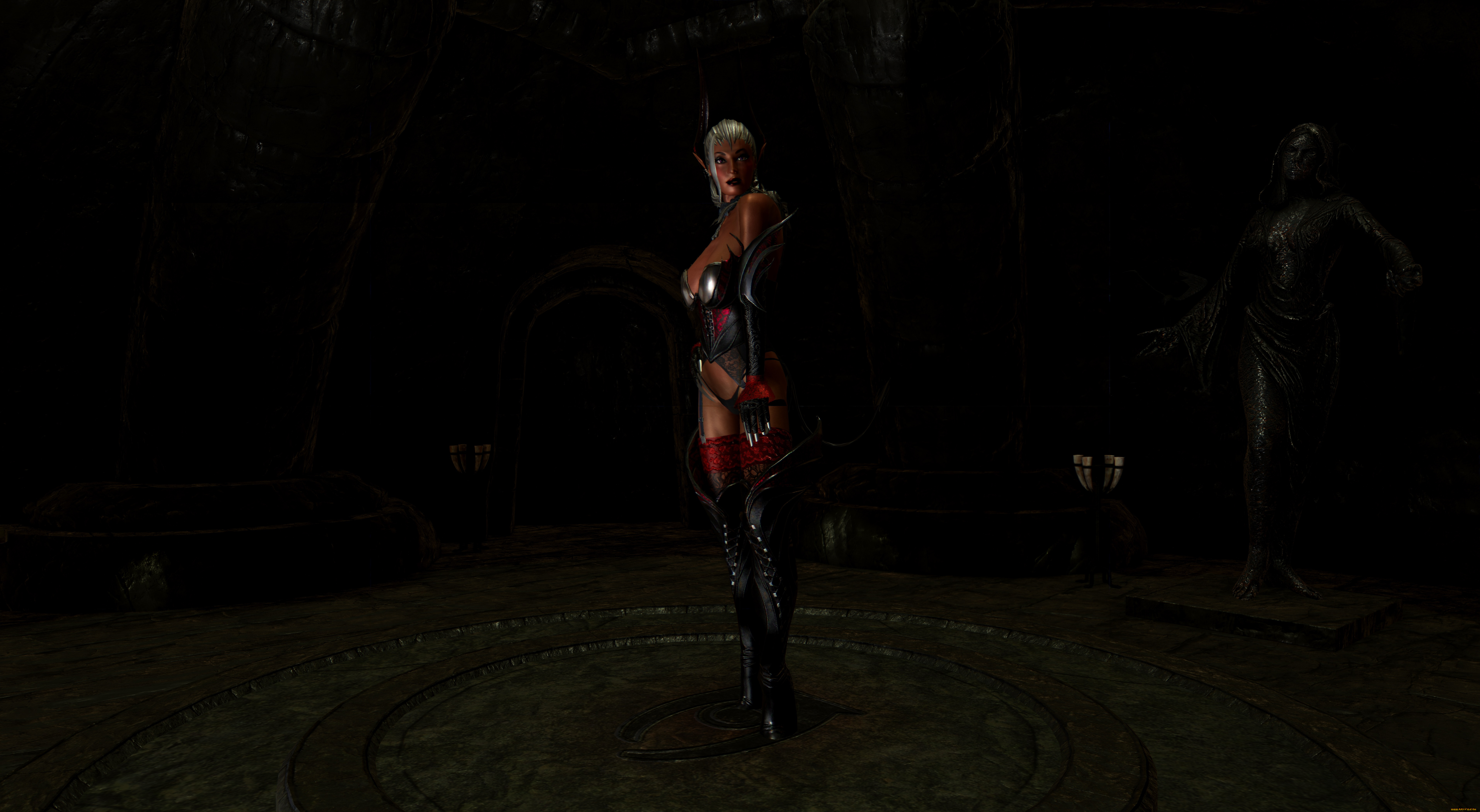 3д, графика, эльфы, , elves, фон, взгляд, эльфийка