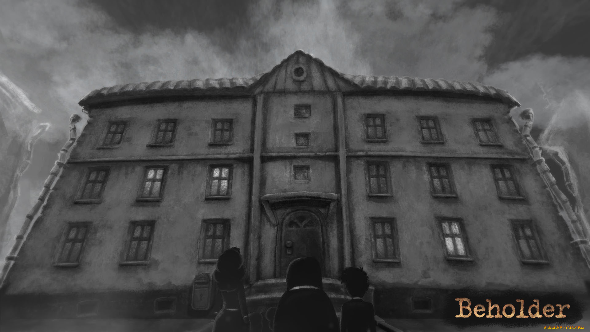 beholder, видео, игры, ---другое, дом, люди, тучи
