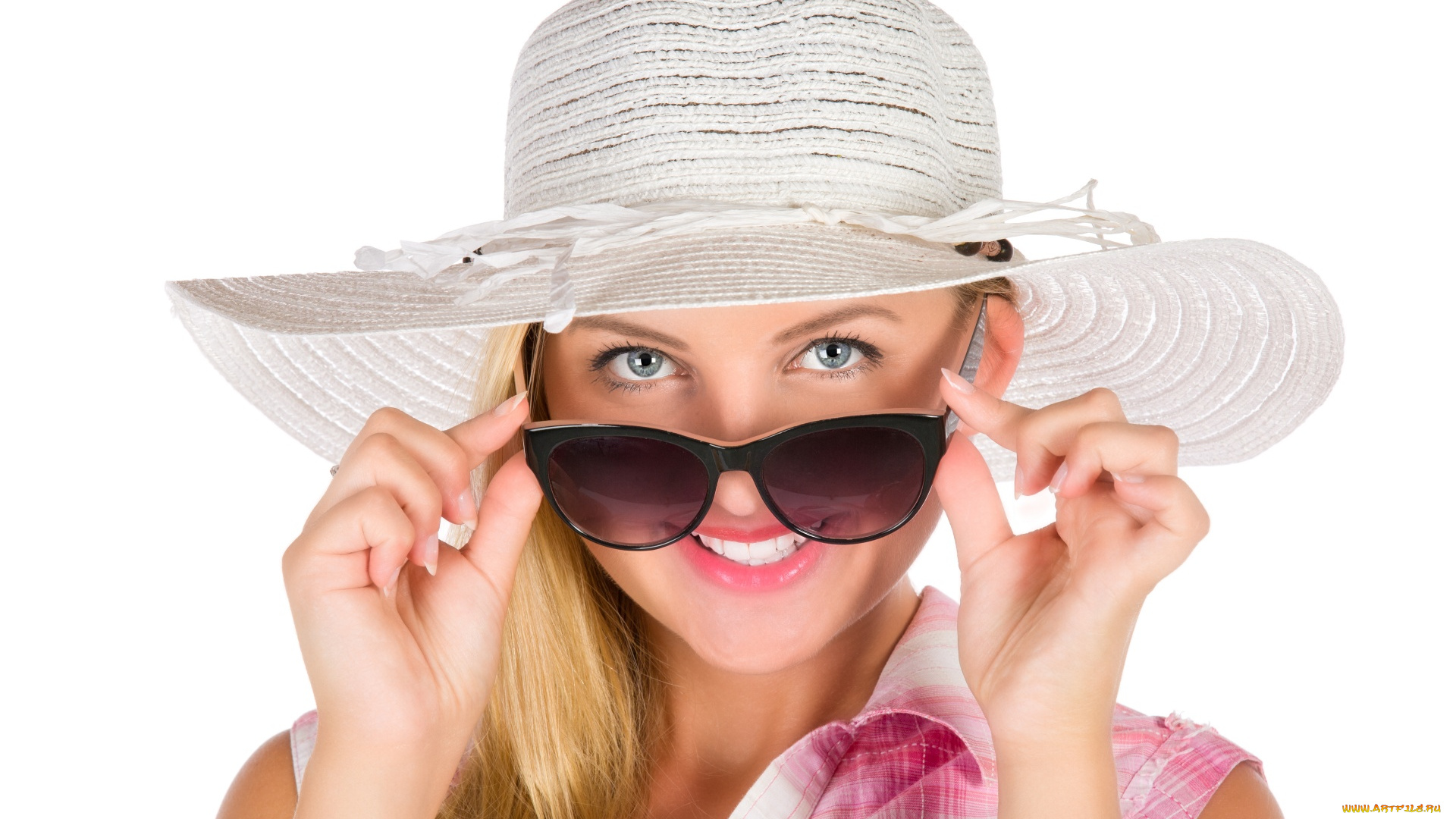 девушки, -, блондинки, , светловолосые, блондинка, улыбка, очки, шляпа