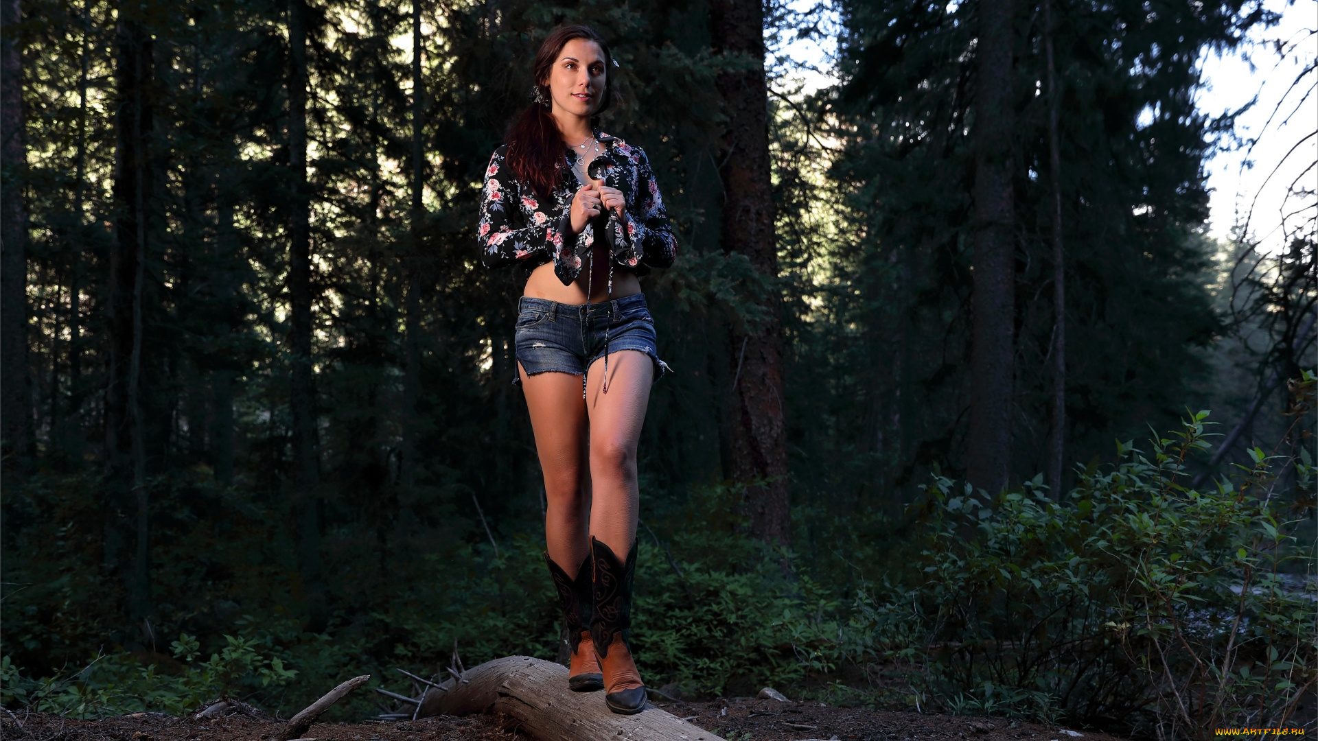 девушки, elena, generi, лес, сапоги, шорты