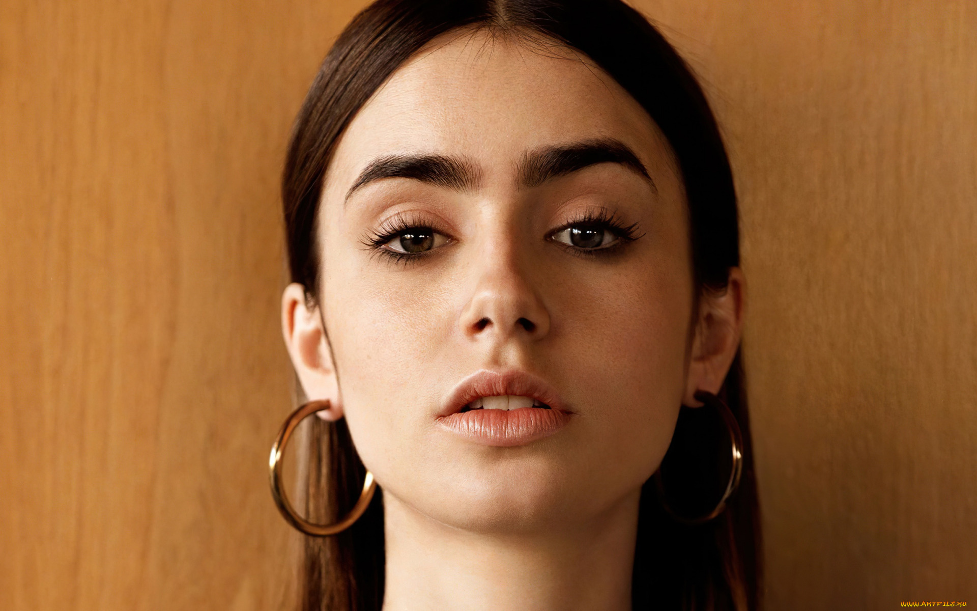 девушки, lily, collins, серьги, портрет