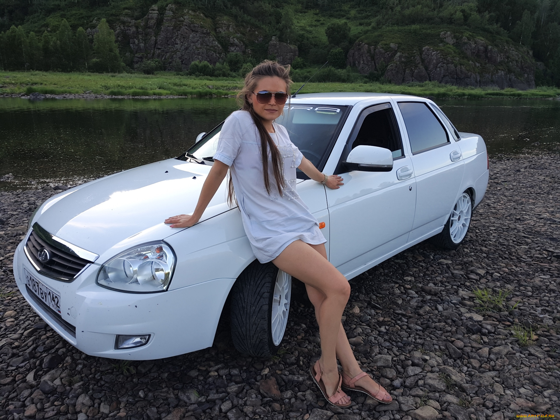 лада, приора, автомобили, -авто, с, девушками, лада, приора, ваз, автомобиль, белый, девушка