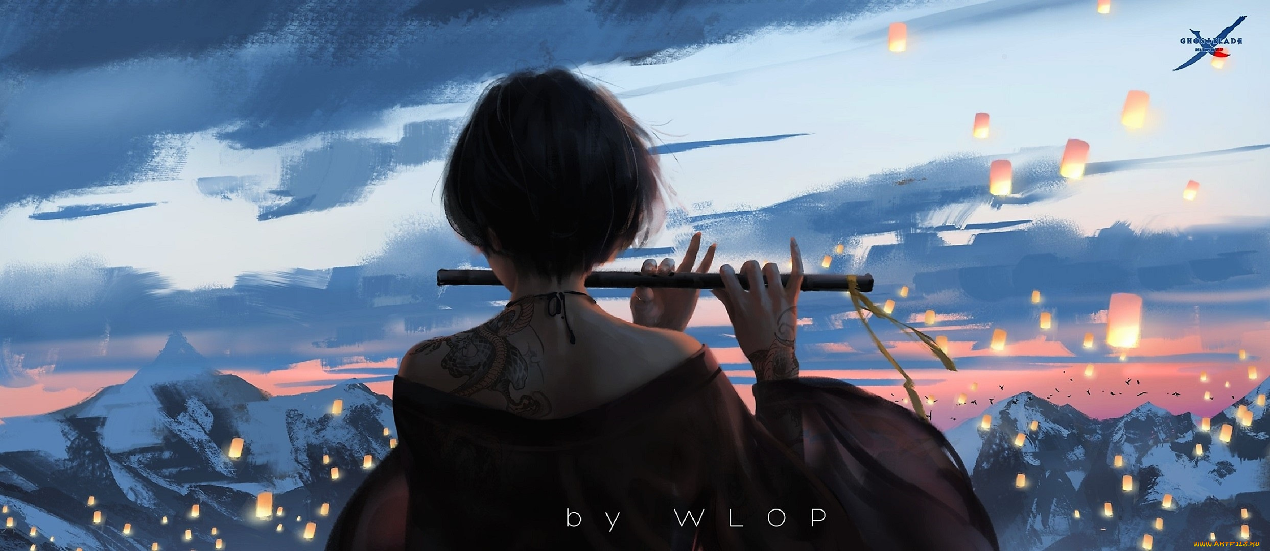 фэнтези, _ghost, blade, , , призрачный, клинок, девушка, флейта