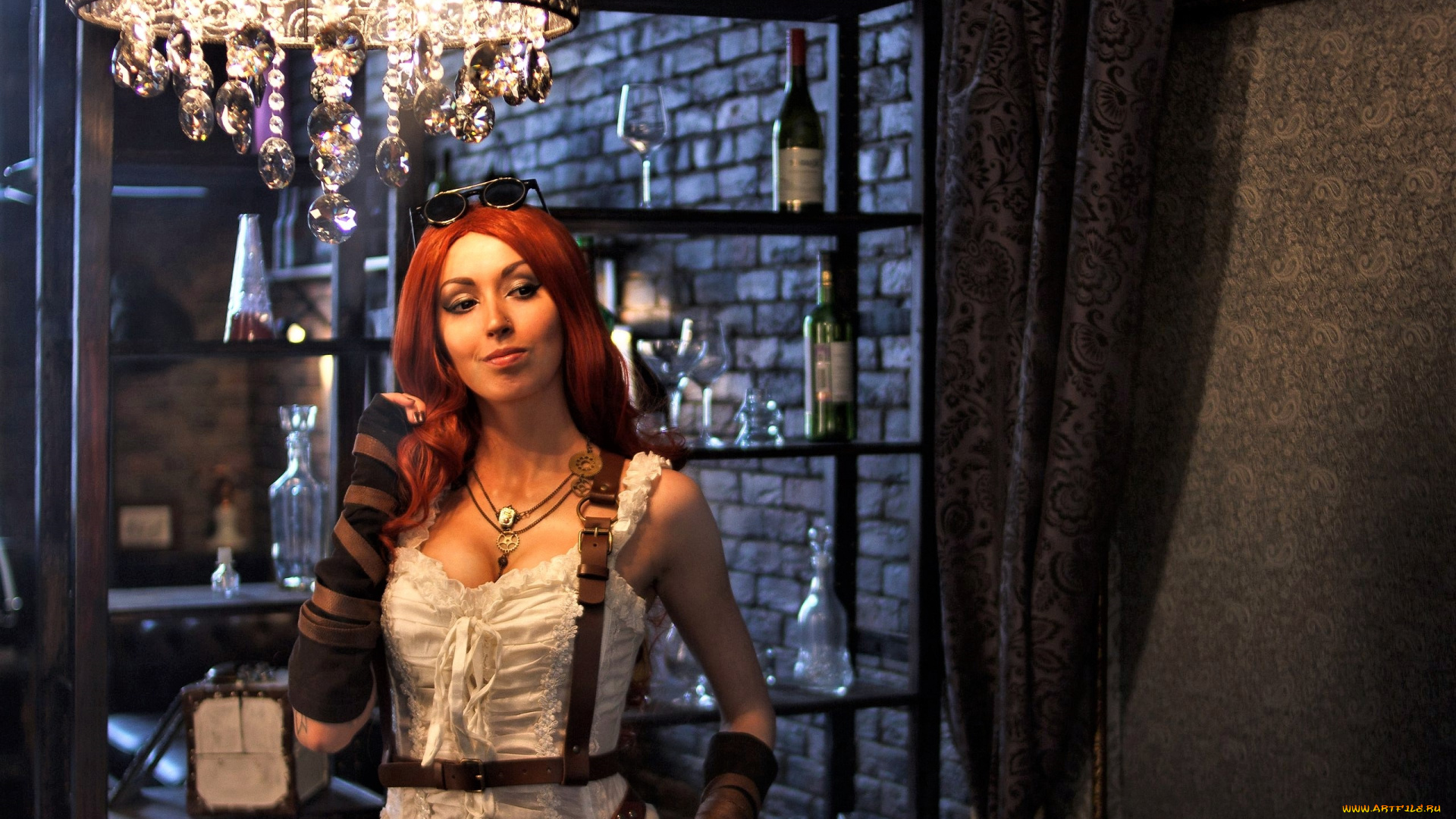 девушки, valery, himera, , lera, himera, образ, очки, люстра, полки, бутылки