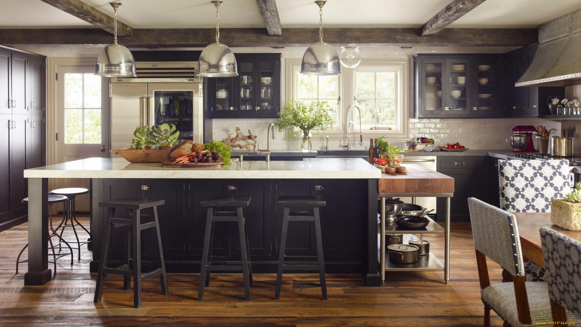 интерьер, кухня, плита, шкафчики