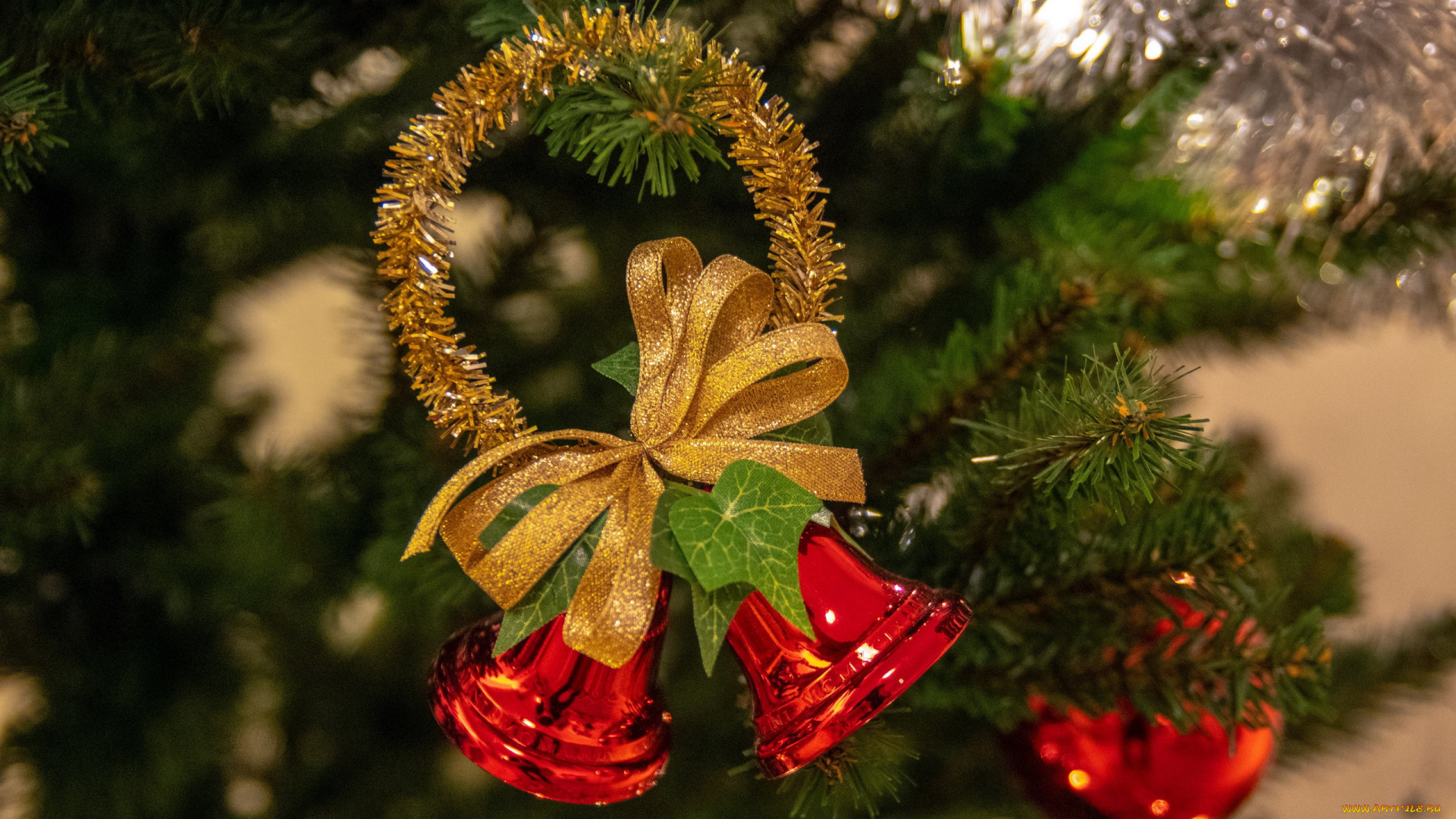 праздничные, колокольчики, красные, бант