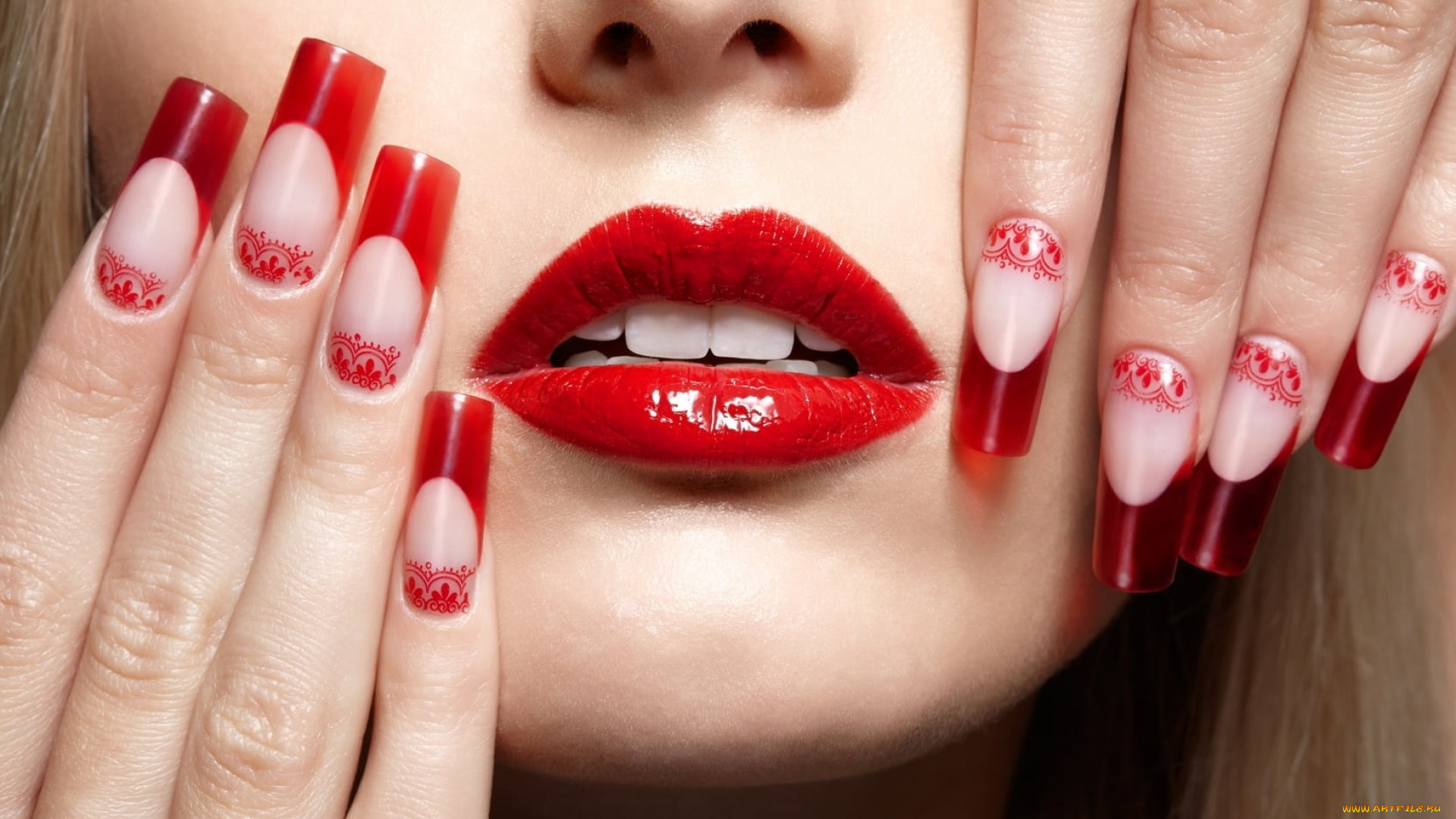 разное, губы, алая, помада