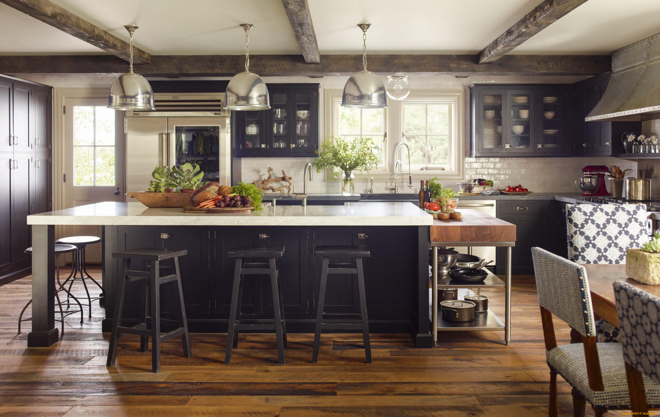 интерьер, кухня, плита, шкафчики