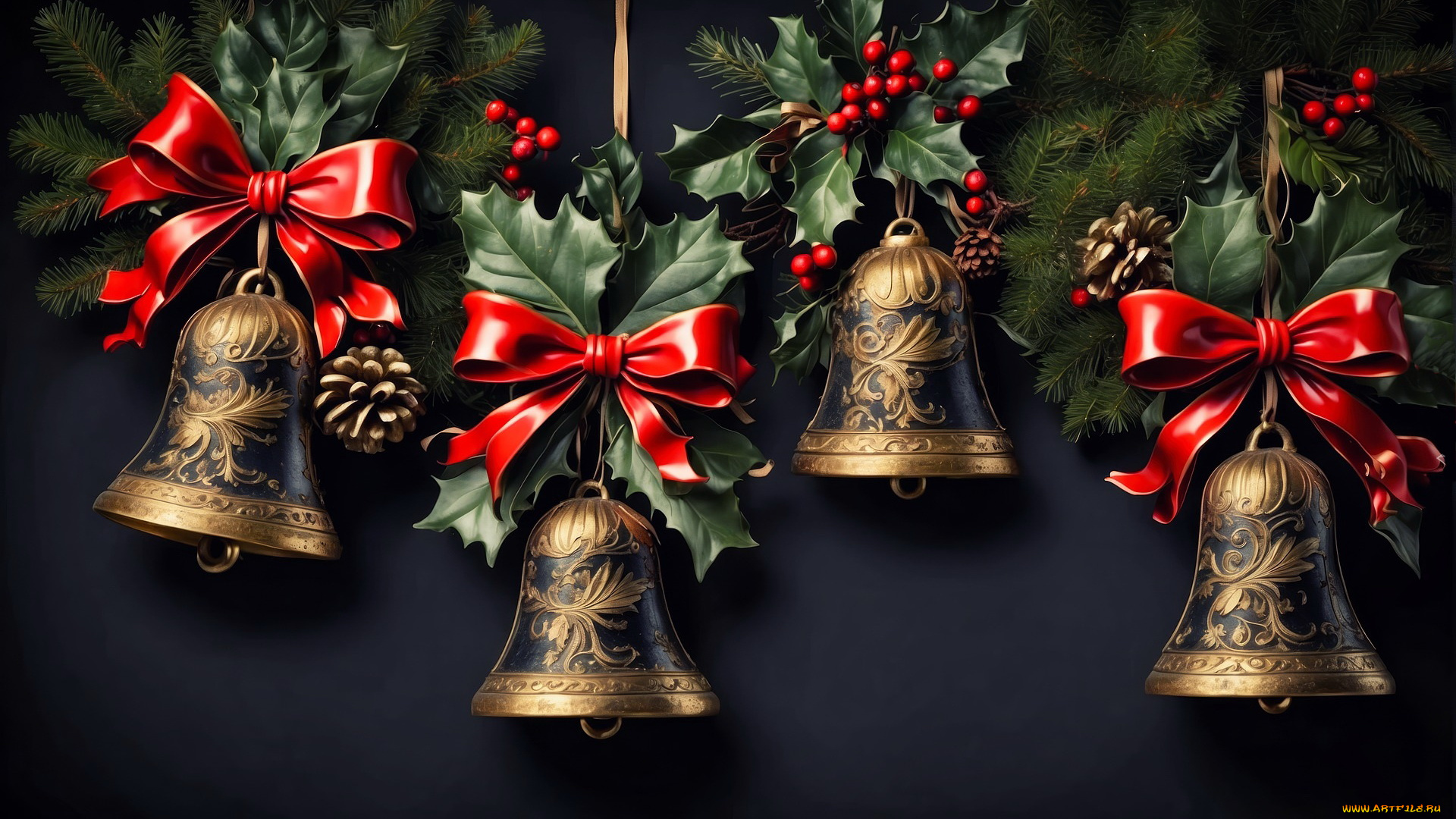 3д, графика, праздники, , holidays, колокольчики