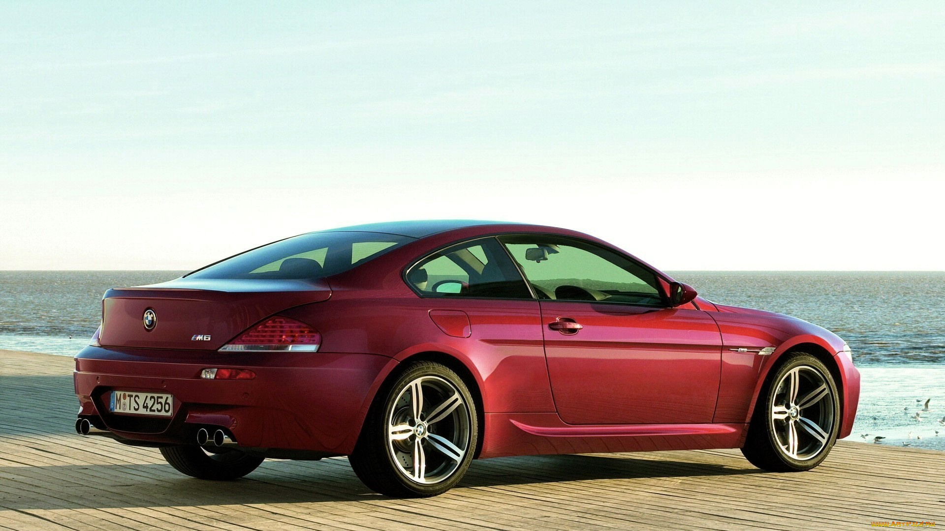 bmw, m6, автомобили, bmw, красный, площадка, море