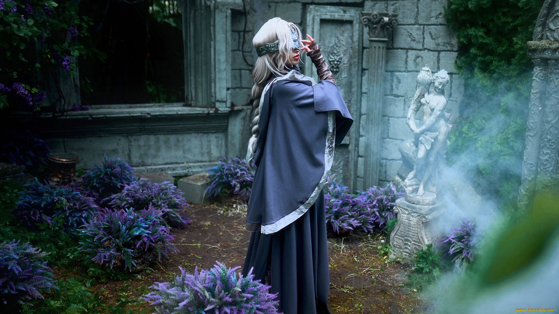 девушки, мария, давыдова, , lady, melamory, образ, косплей, наряд, костюм, маска, плащ, дом, сад