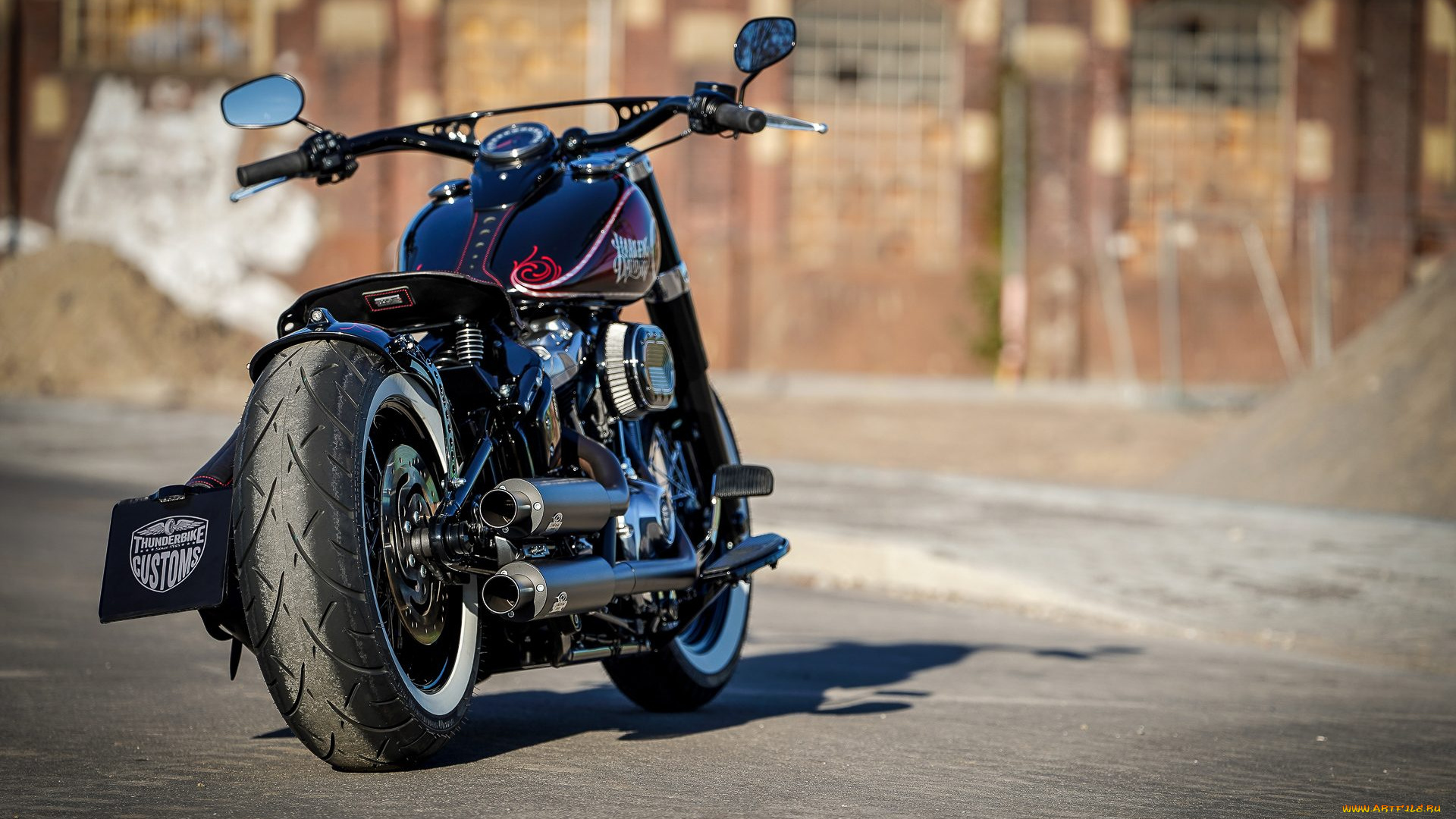 харлей, мотоциклы, harley-davidson, мотоцикл, байк, чёрный, thunderbike, customs