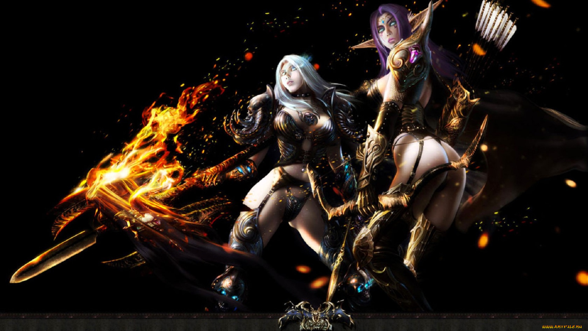 видео, игры, world, of, warcraft, девушки, эльфийки, оружие