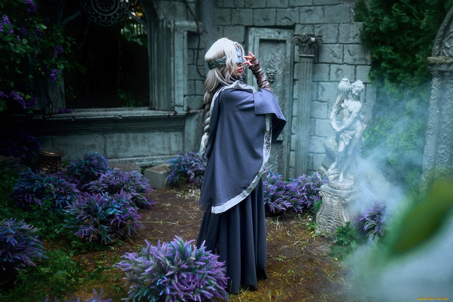 девушки, мария, давыдова, , lady, melamory, образ, косплей, наряд, костюм, маска, плащ, дом, сад