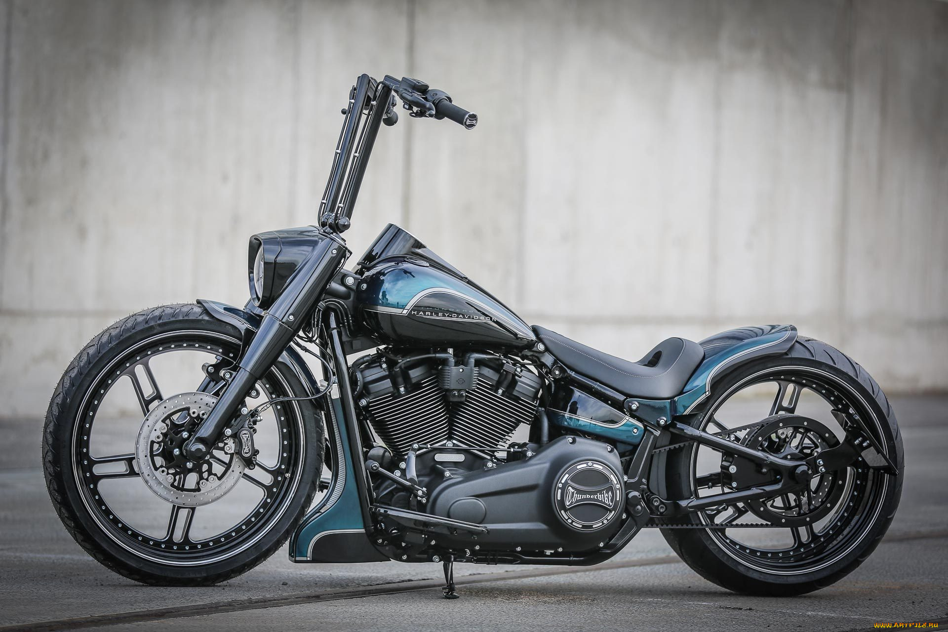 харлей, мотоциклы, harley-davidson, мотоцикл, байк, чёрно-синий, thunderbike, customs