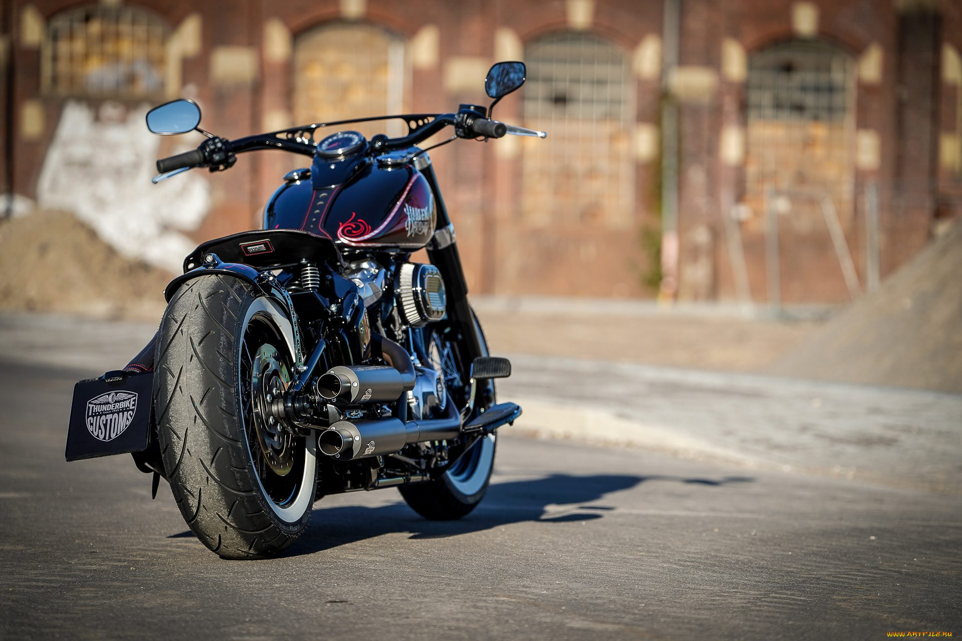 харлей, мотоциклы, harley-davidson, мотоцикл, байк, чёрный, thunderbike, customs