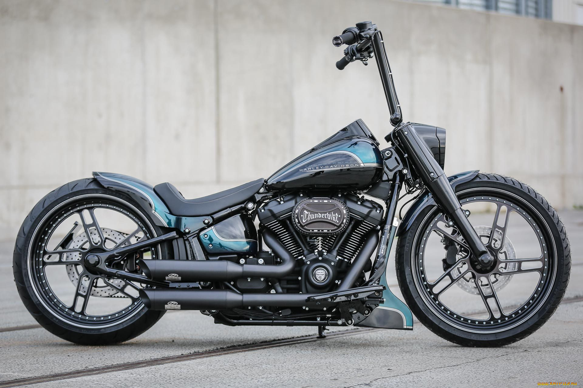 harley, мотоциклы, harley-davidson, thunderbike, customs, мотоцикл, байк, чёрно-синий