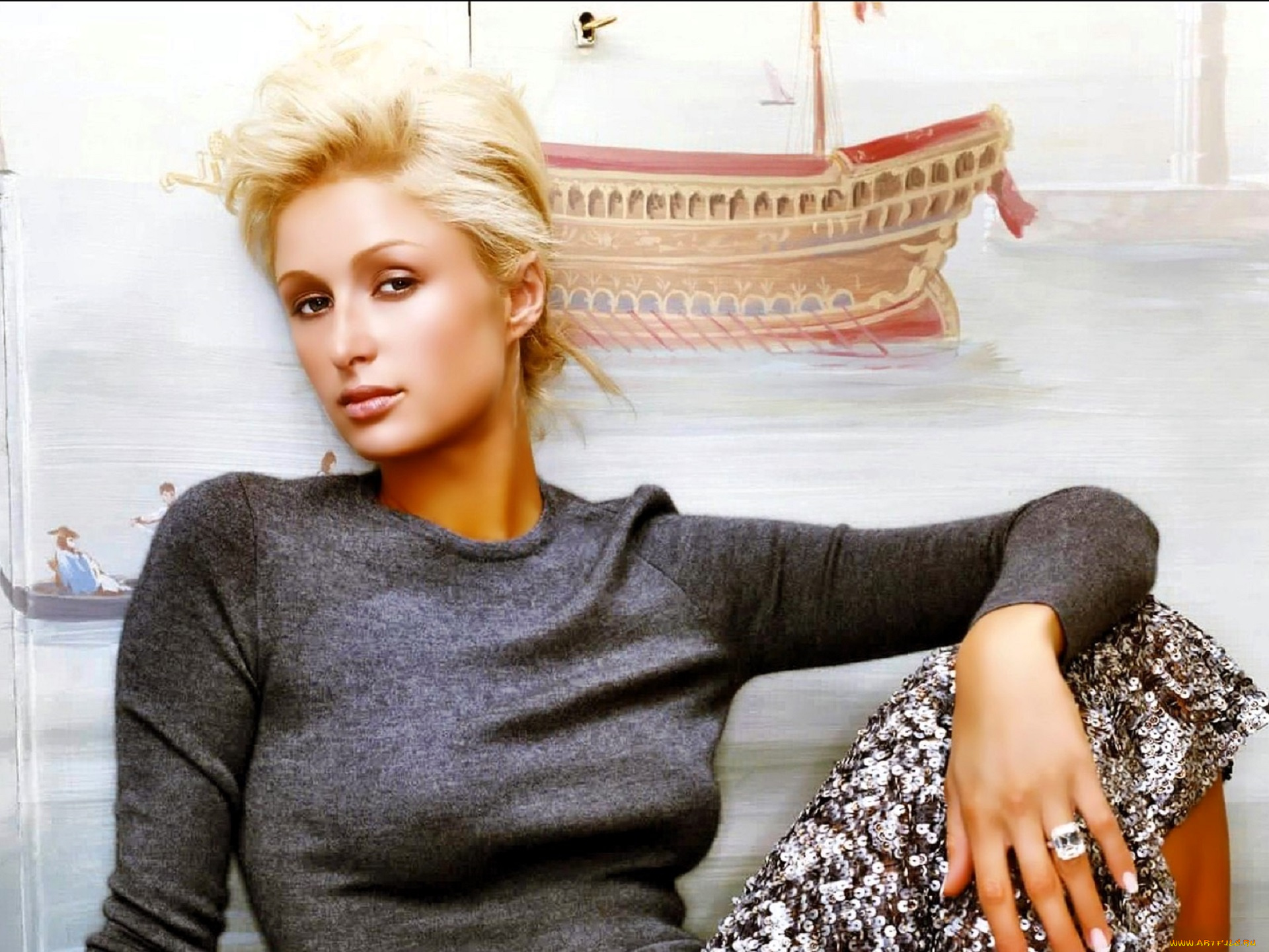 девушки, paris, hilton, блондинка, свитер, лицо, корабль