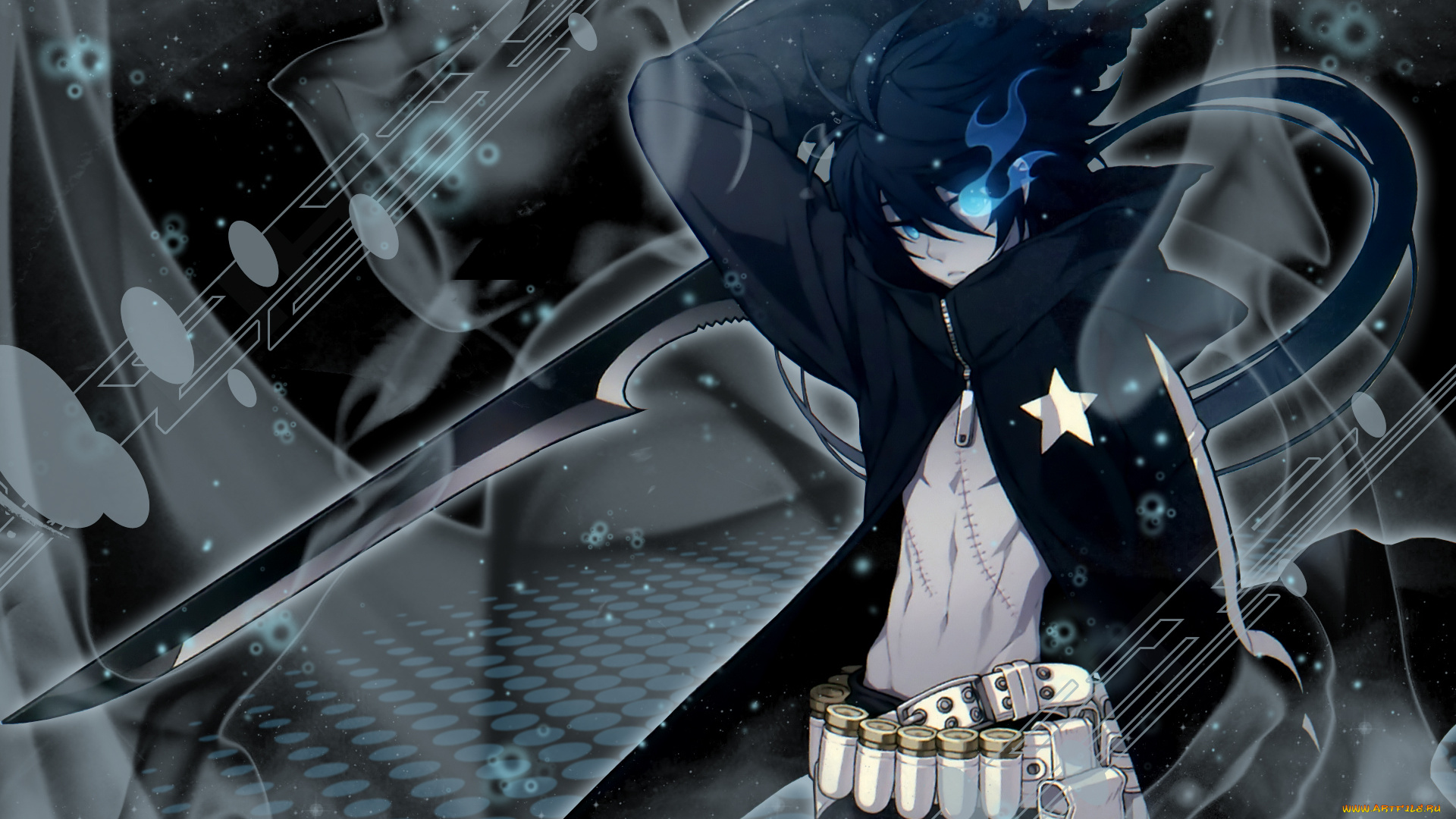 аниме, black, rock, shooter