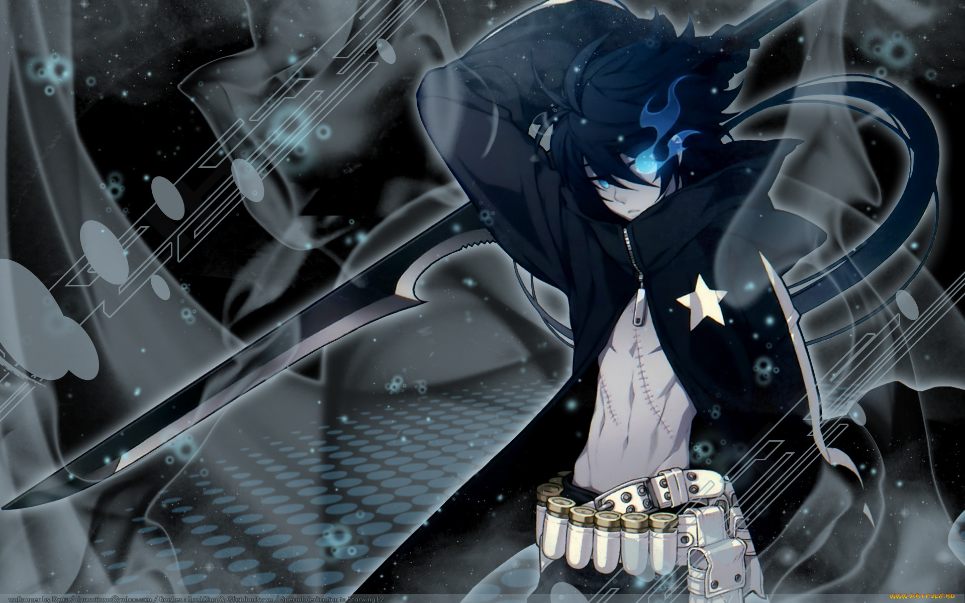 аниме, black, rock, shooter