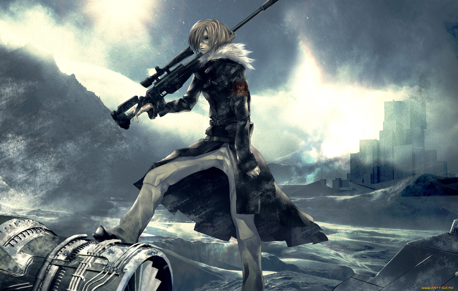 аниме, weapon, blood, technology