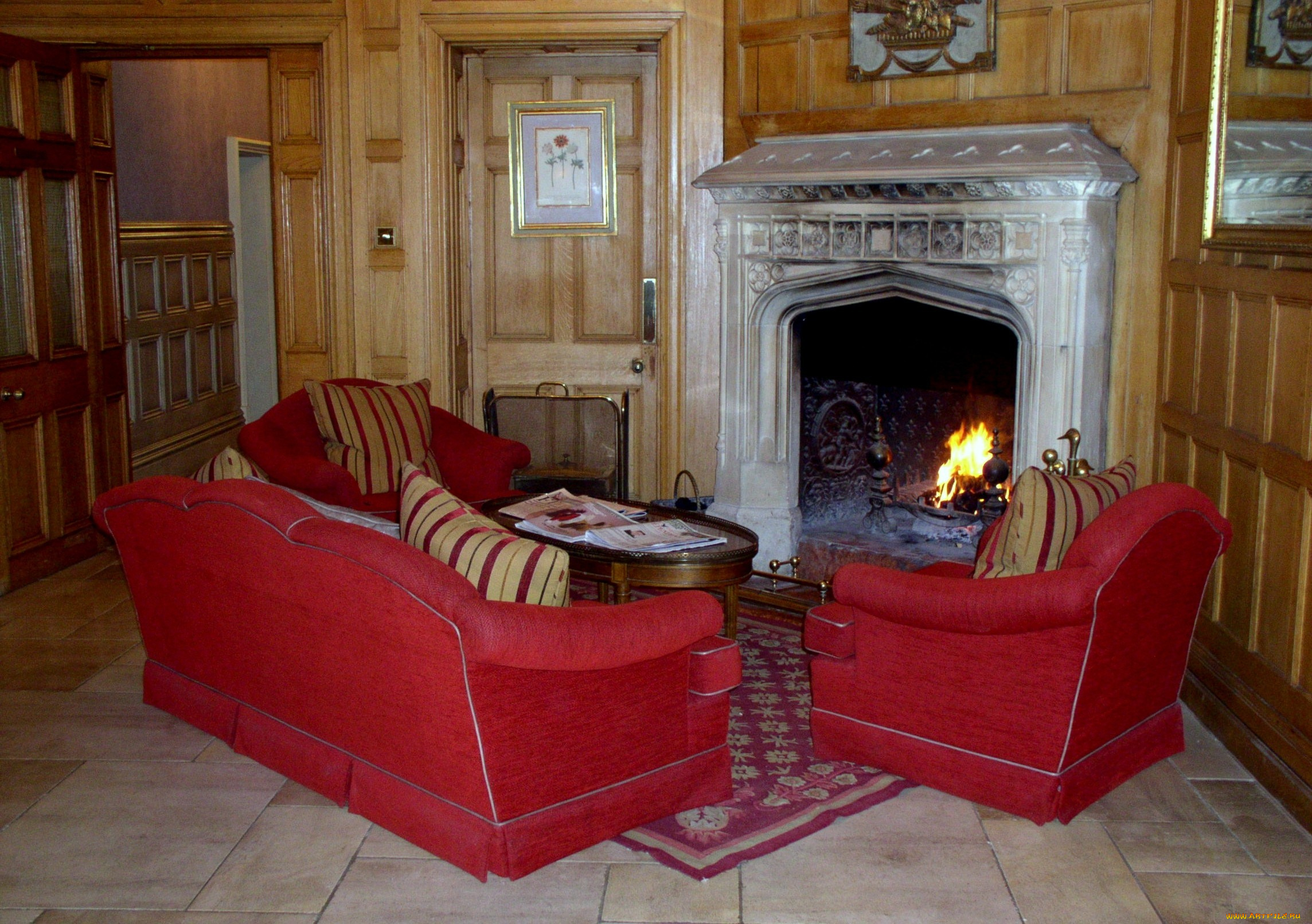 интерьер, камины, двери, камин, кресла