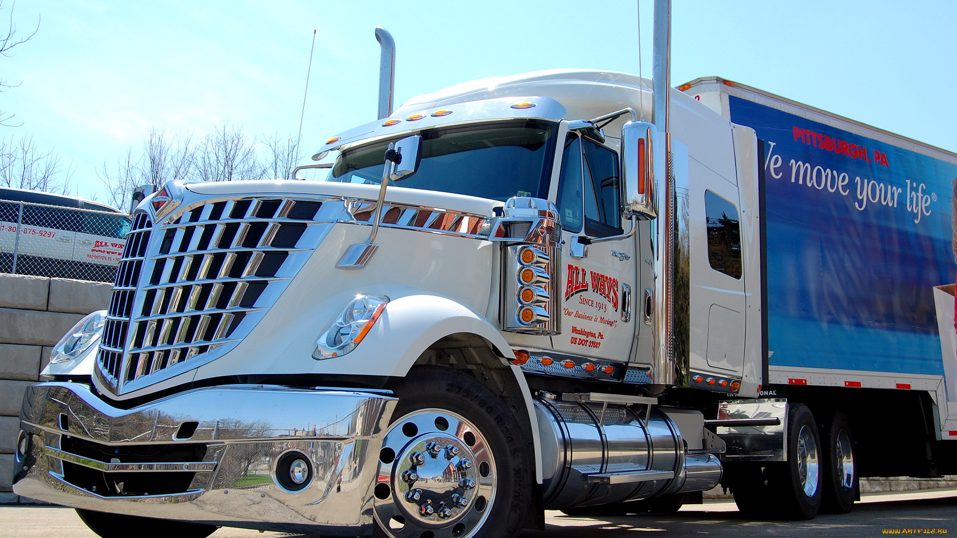 автомобили, international, голубой, грузовик