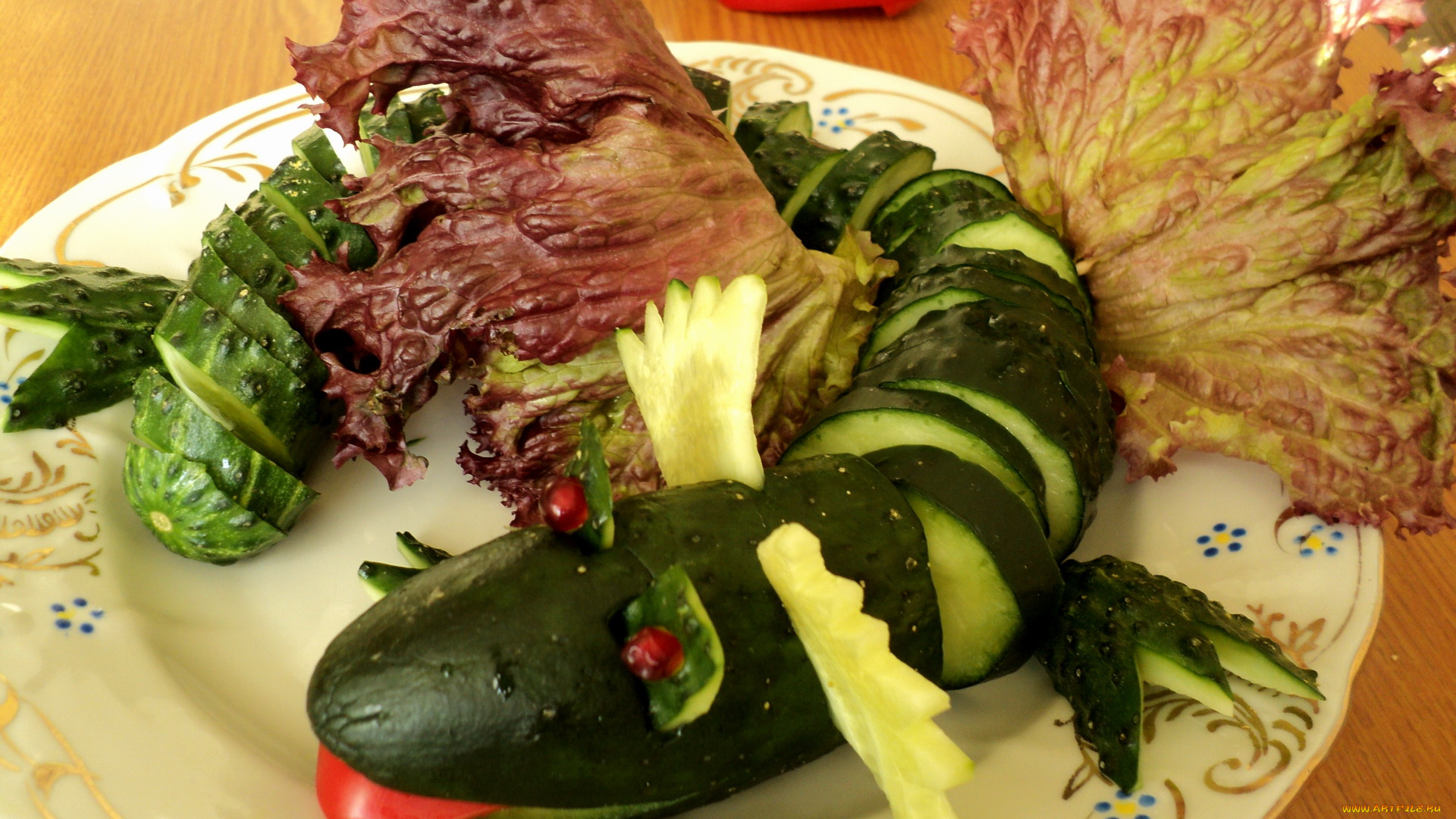 еда, огурцы, огурец, салат, дракон