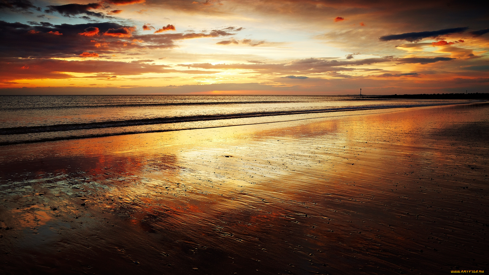 evening, sunset, природа, восходы, закаты, закат, океан, облака