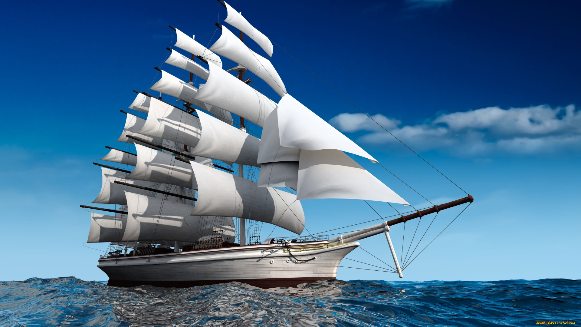 корабли, 3d, парусник